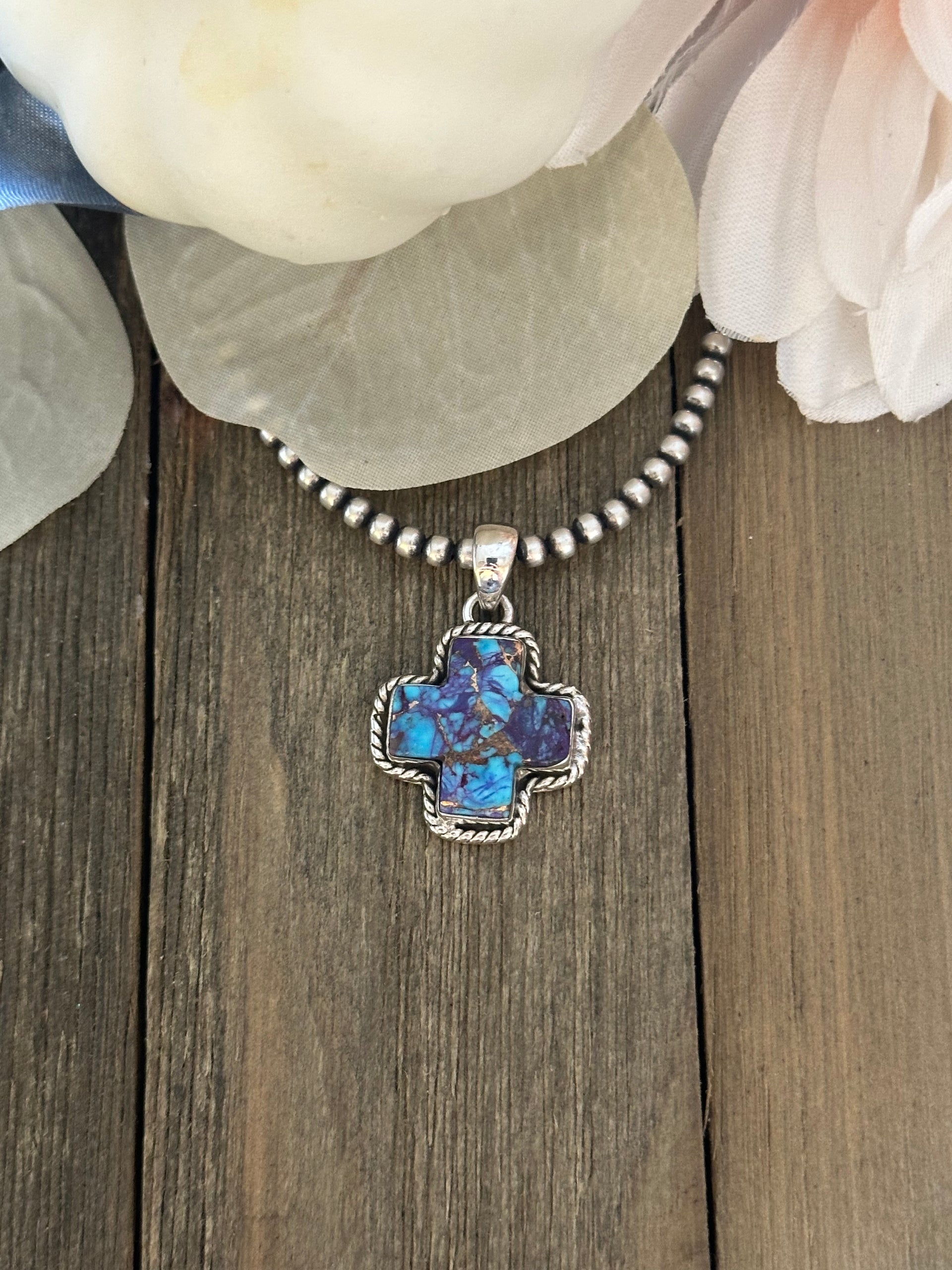 Southwest Handmade Mohave Turquoise & Sterling Silver Pendant