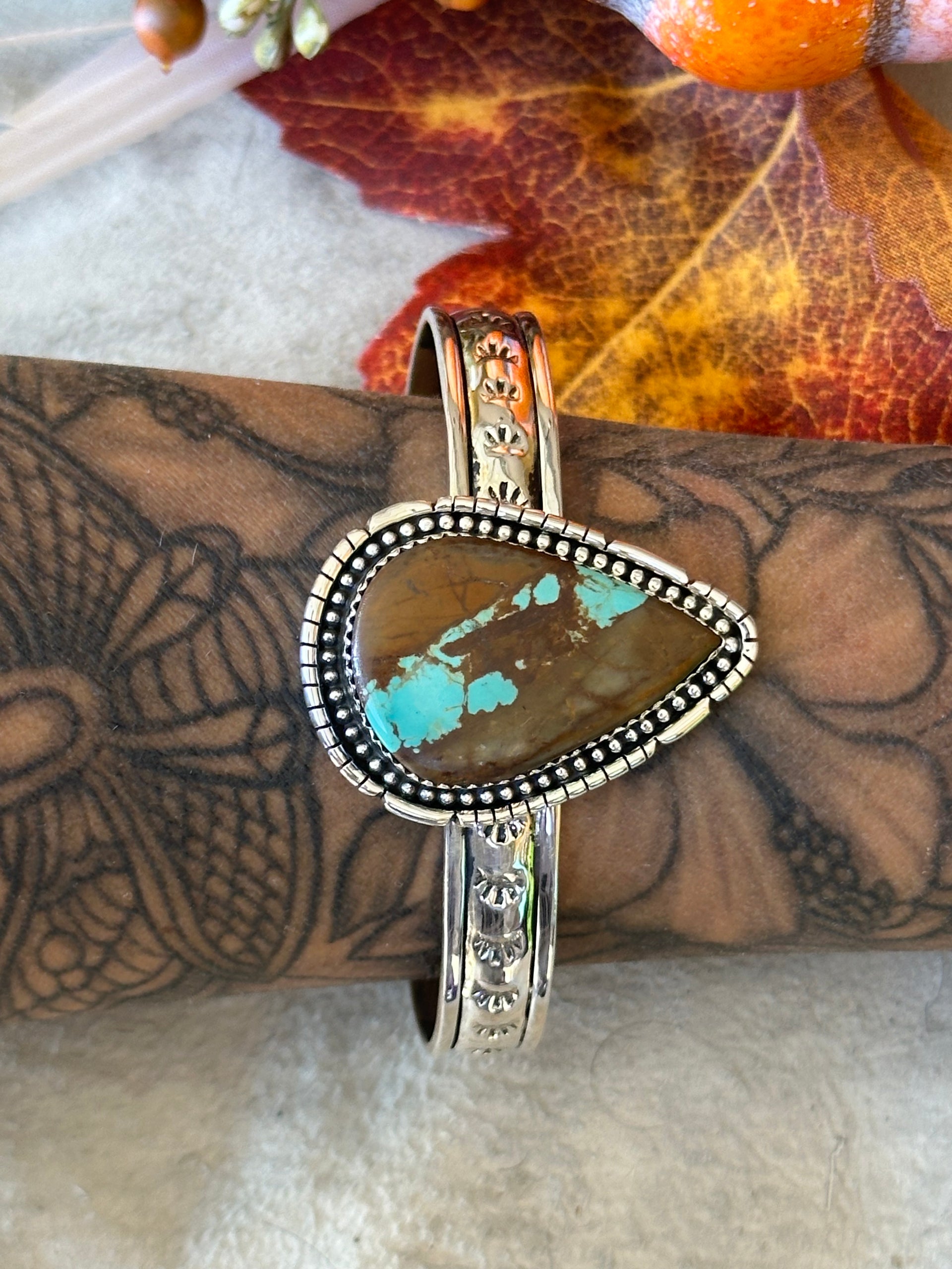 Southwest Made #8 Turquoise & Sterling Silver Cuff Bracelet