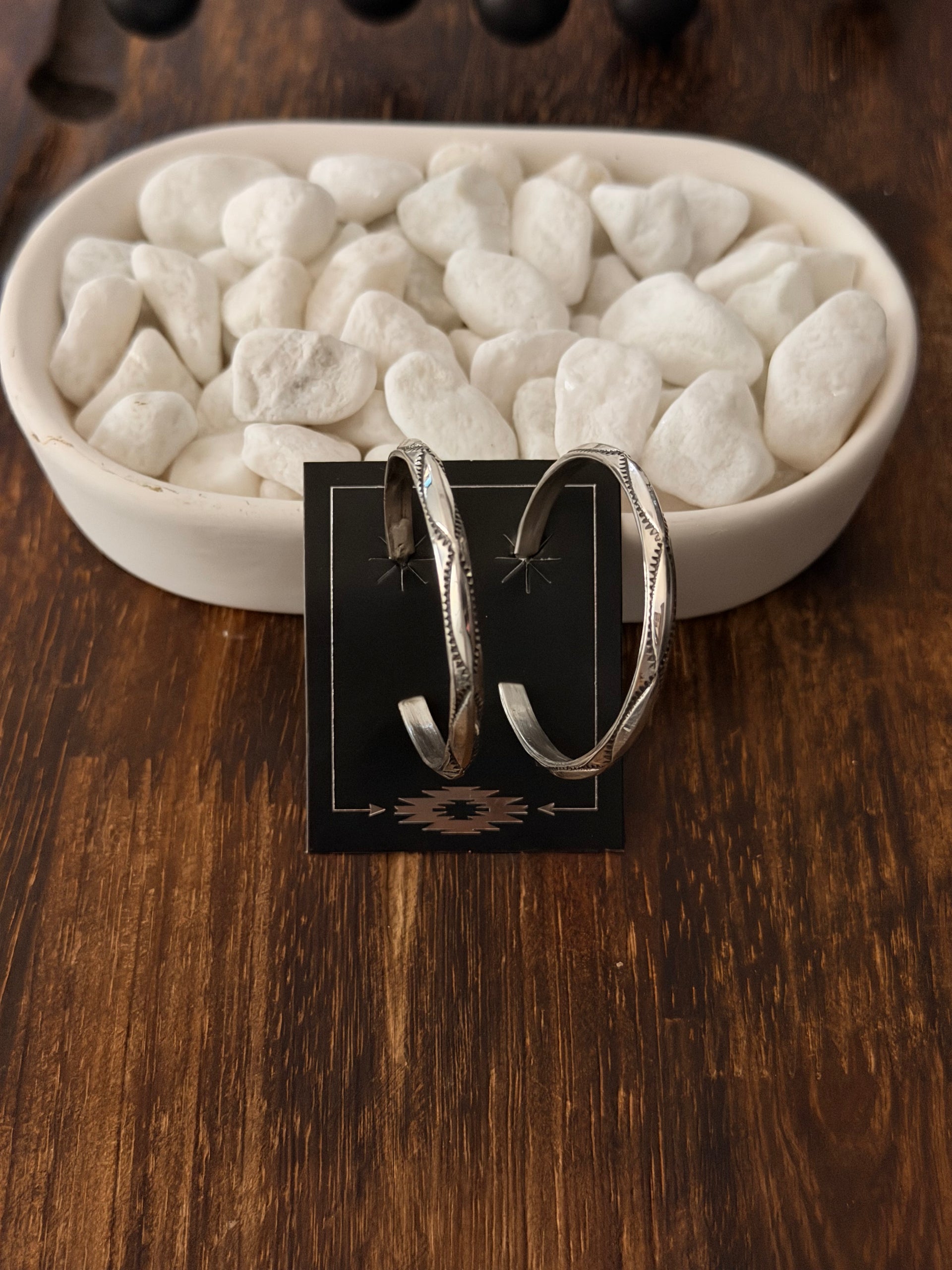 Navajo Made Sterling Silver Hoop Earrings