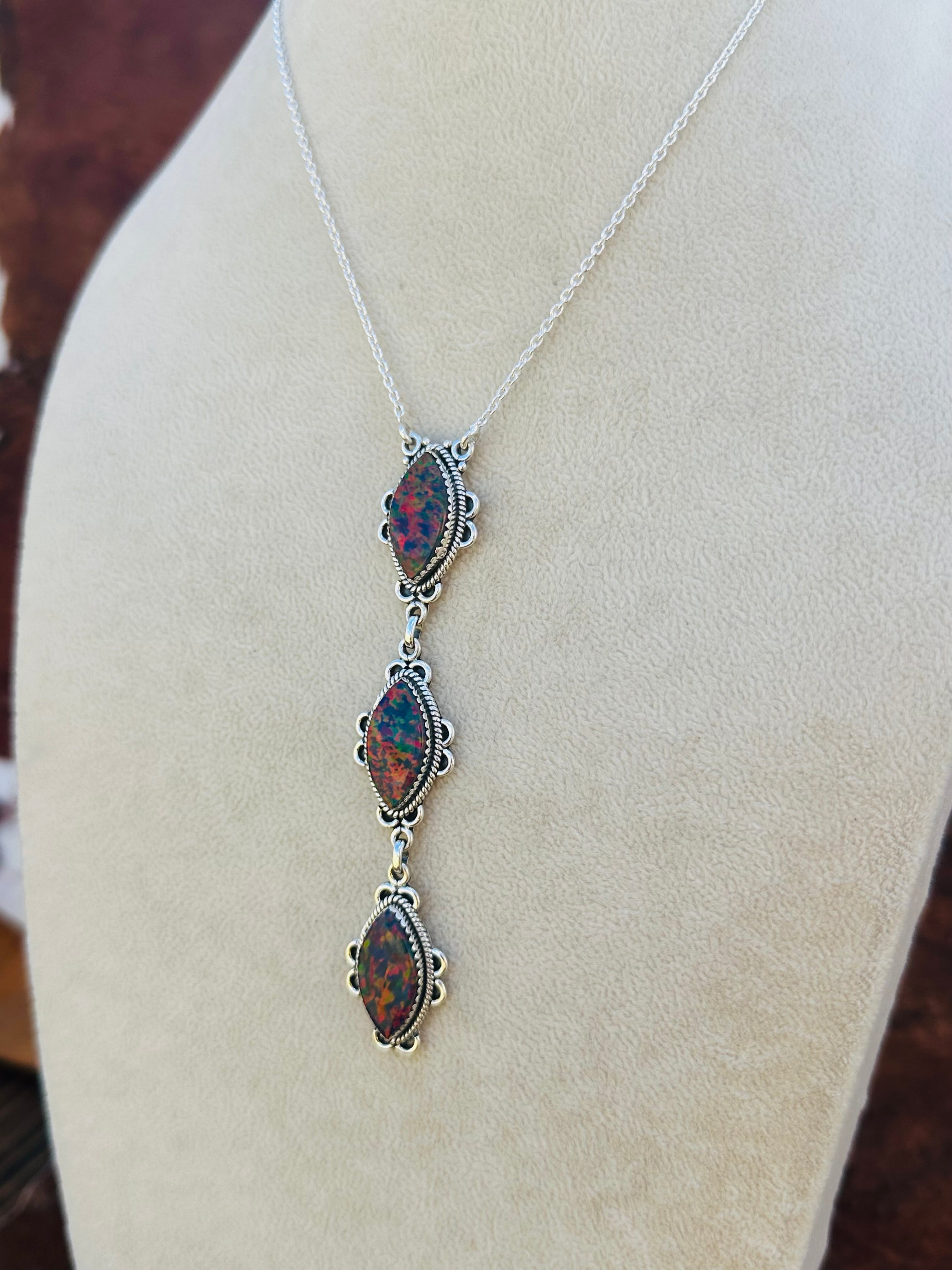 Southwest Handmade Purple Opal & Sterling Silver Necklace