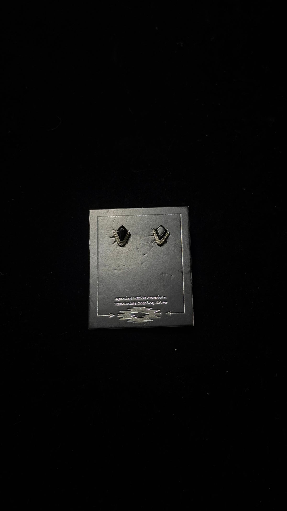 Navajo Made Onyx & Sterling Silver Post Earrings