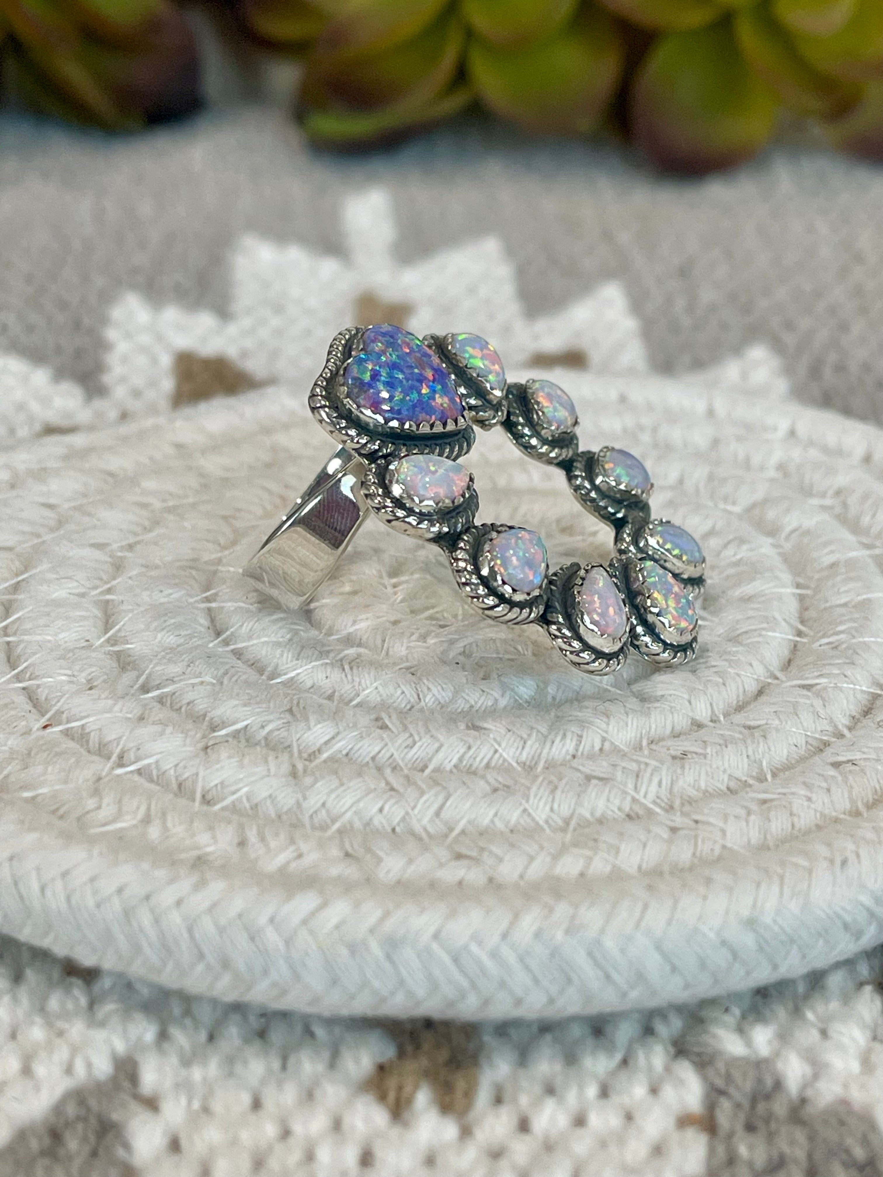 Southwest Handmade Opal & Sterling Silver Adjustable Naja Ring