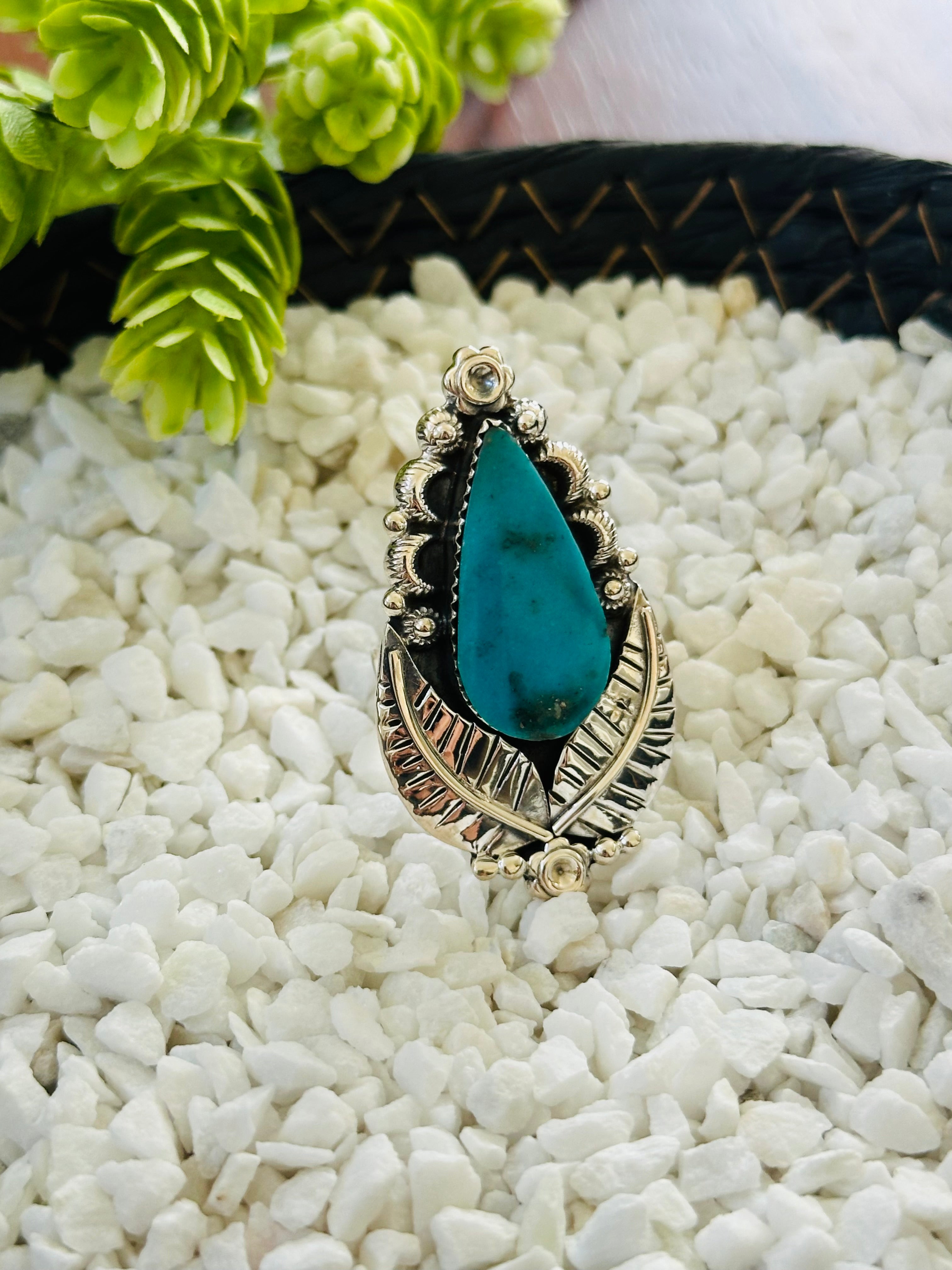 TTD “Retro” Kingman Turquoise & Sterling Silver Adjustable Ring