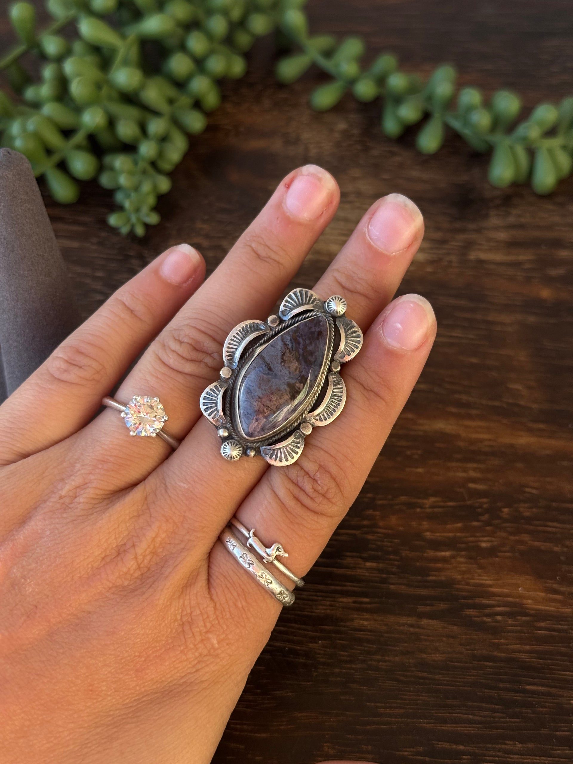 Thomas Francisco Sugilite & Sterling Silver Ring Size 6.75