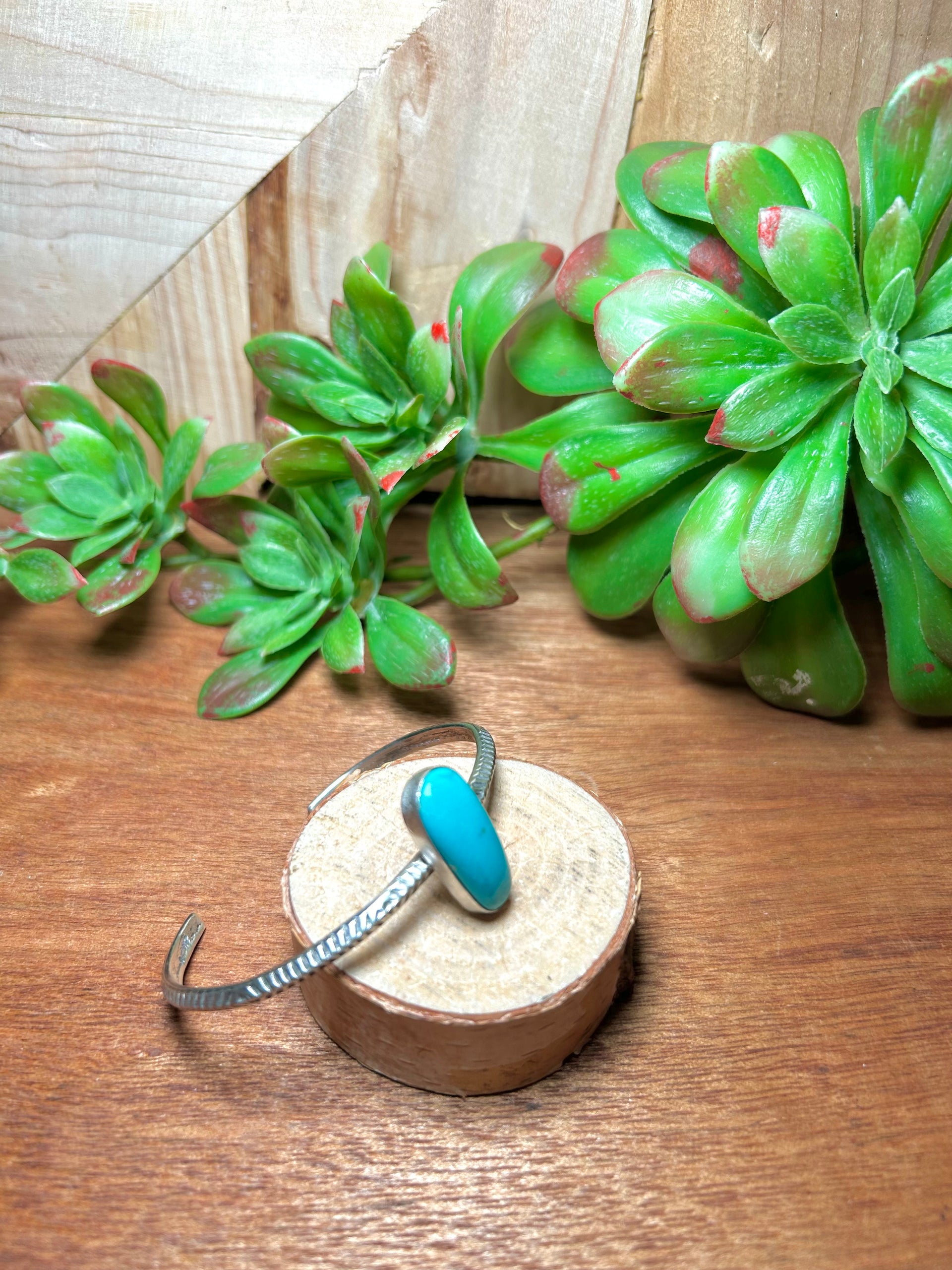 Navajo Made Kingman Turquoise & Sterling Silver Cuff Bracelet