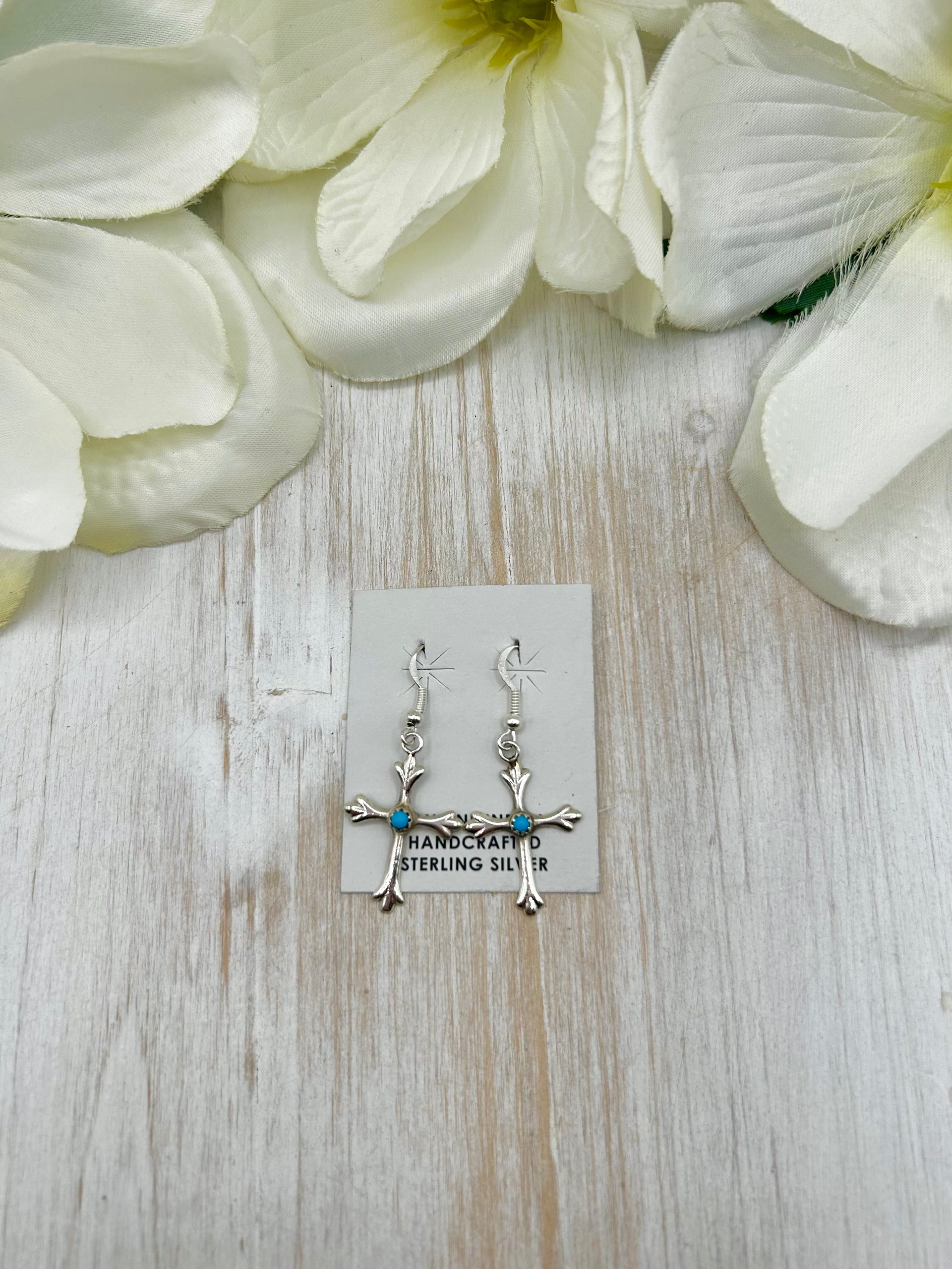 Navajo Made Kingman Turquoise & Sterling Silver Hook Earrings
