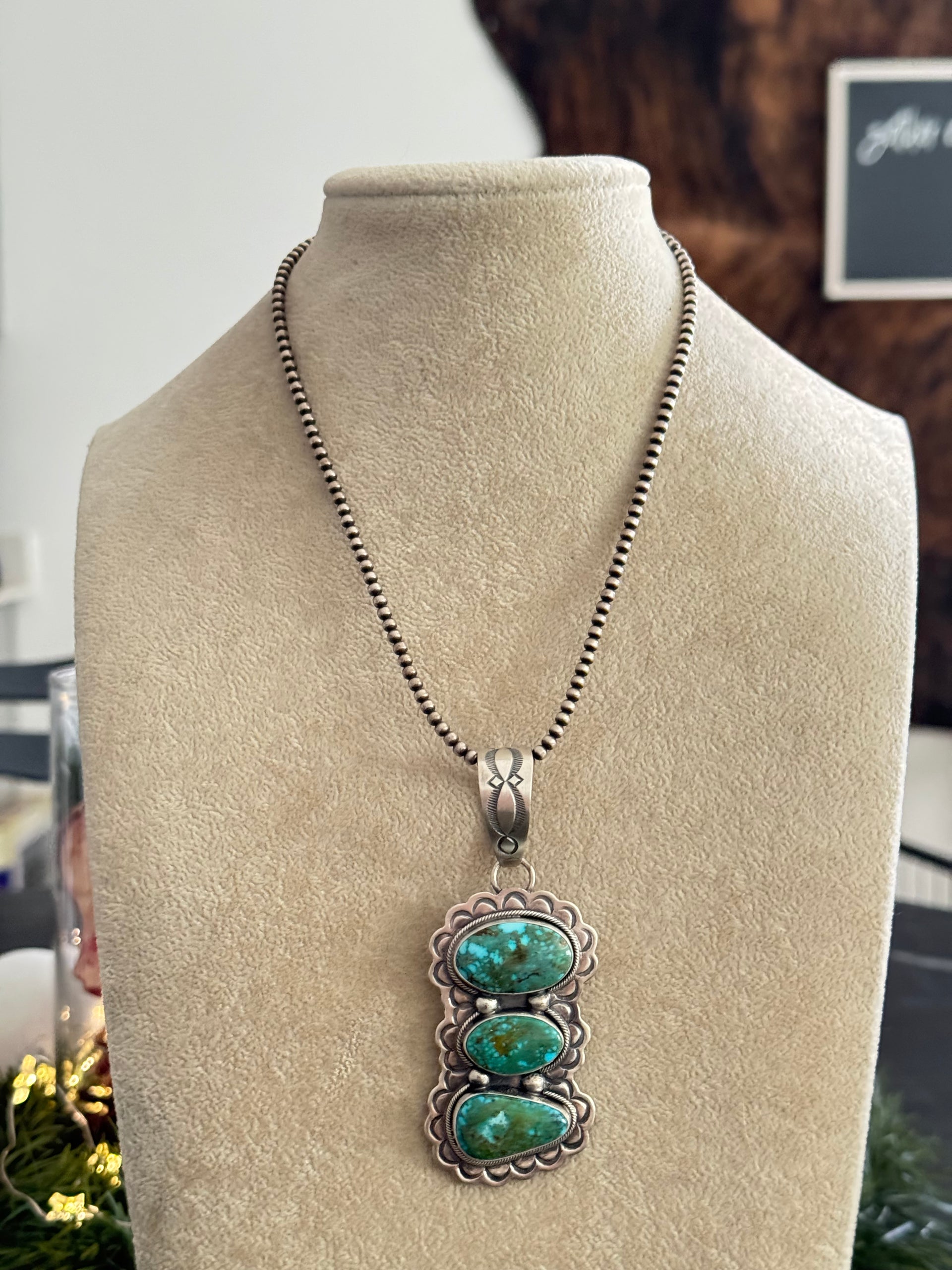 Danny Henio Kingman Turquoise & Sterling Silver Pendant