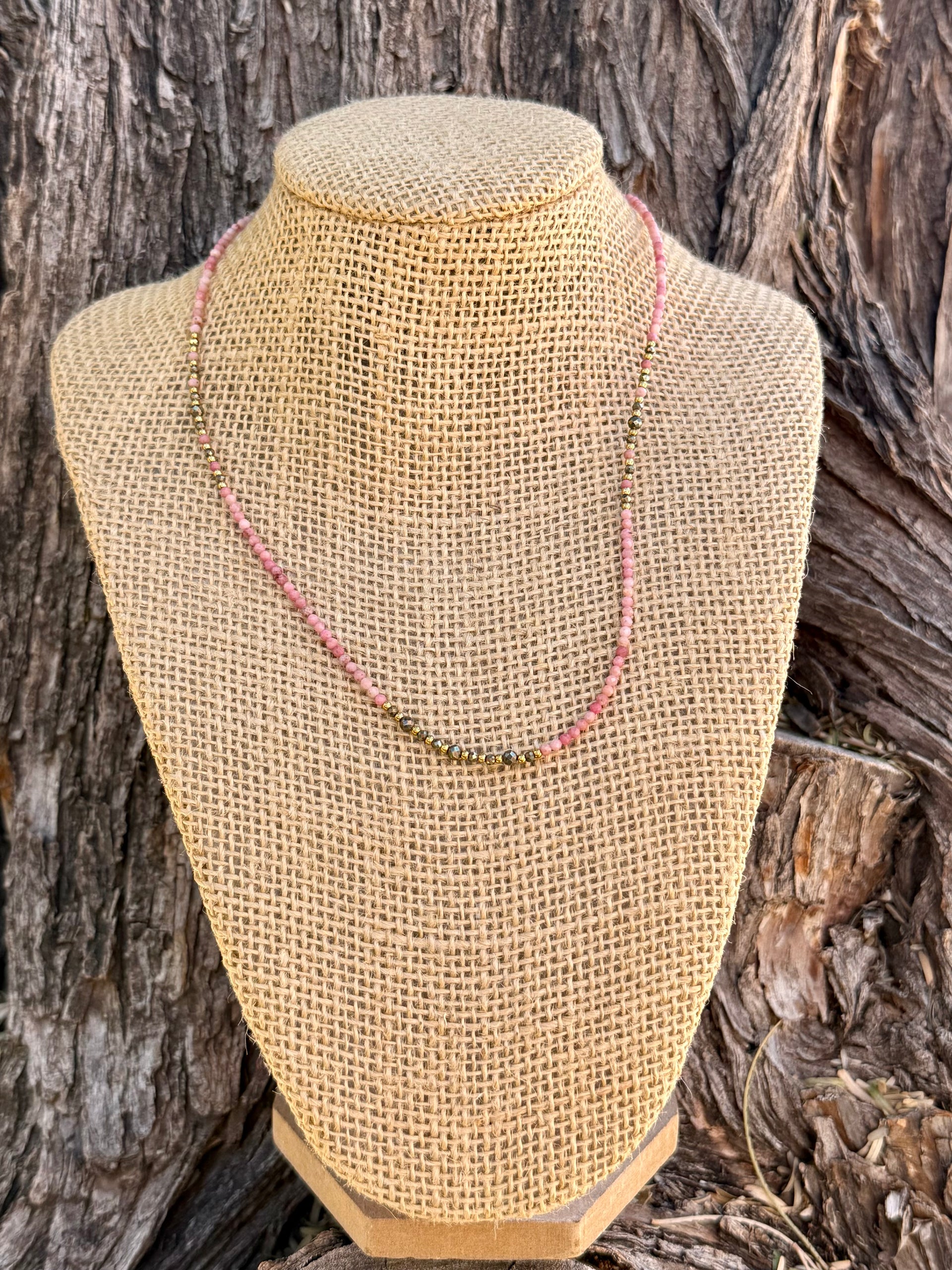 Eileen Quezada Watermelon Tourmaline & 14k Gold Plated Sterling Silver Beaded Necklace