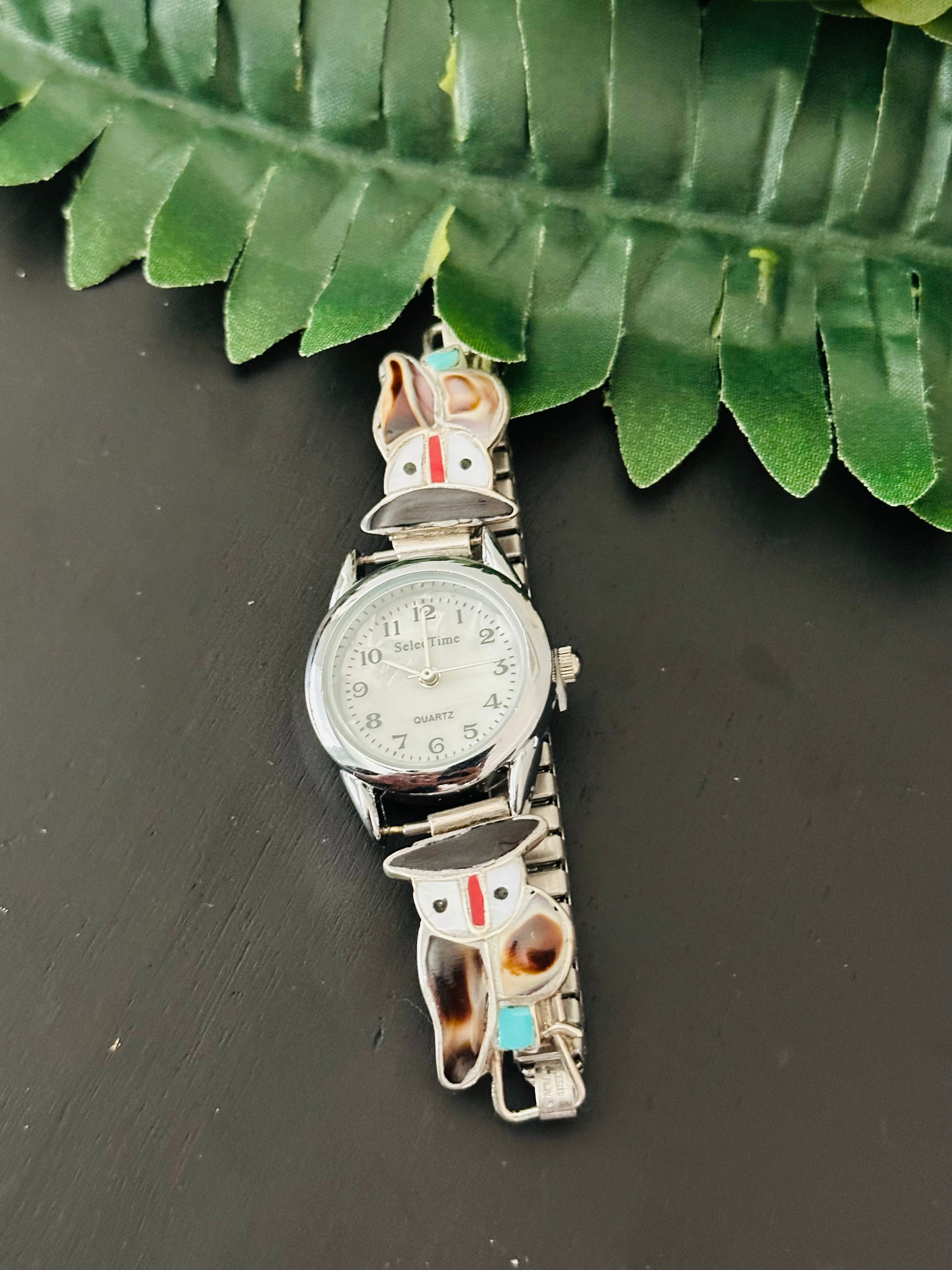 Zuni Made Sterling Silver Inlay Adjustable Watch