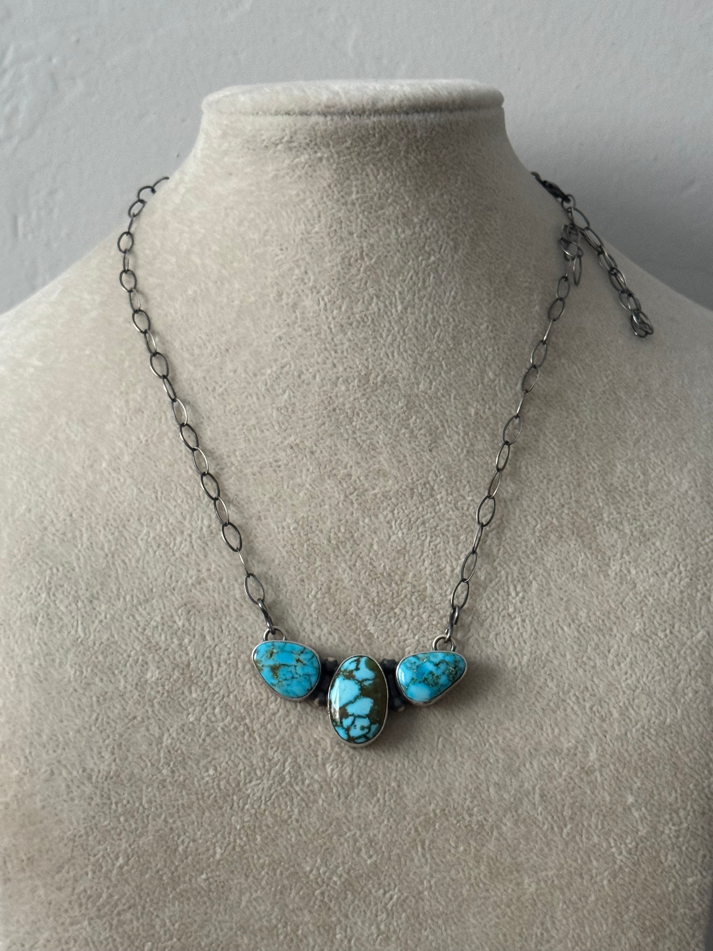 Eli Skeets Birdeye Kingman Turquoise & Sterling Silver Necklace