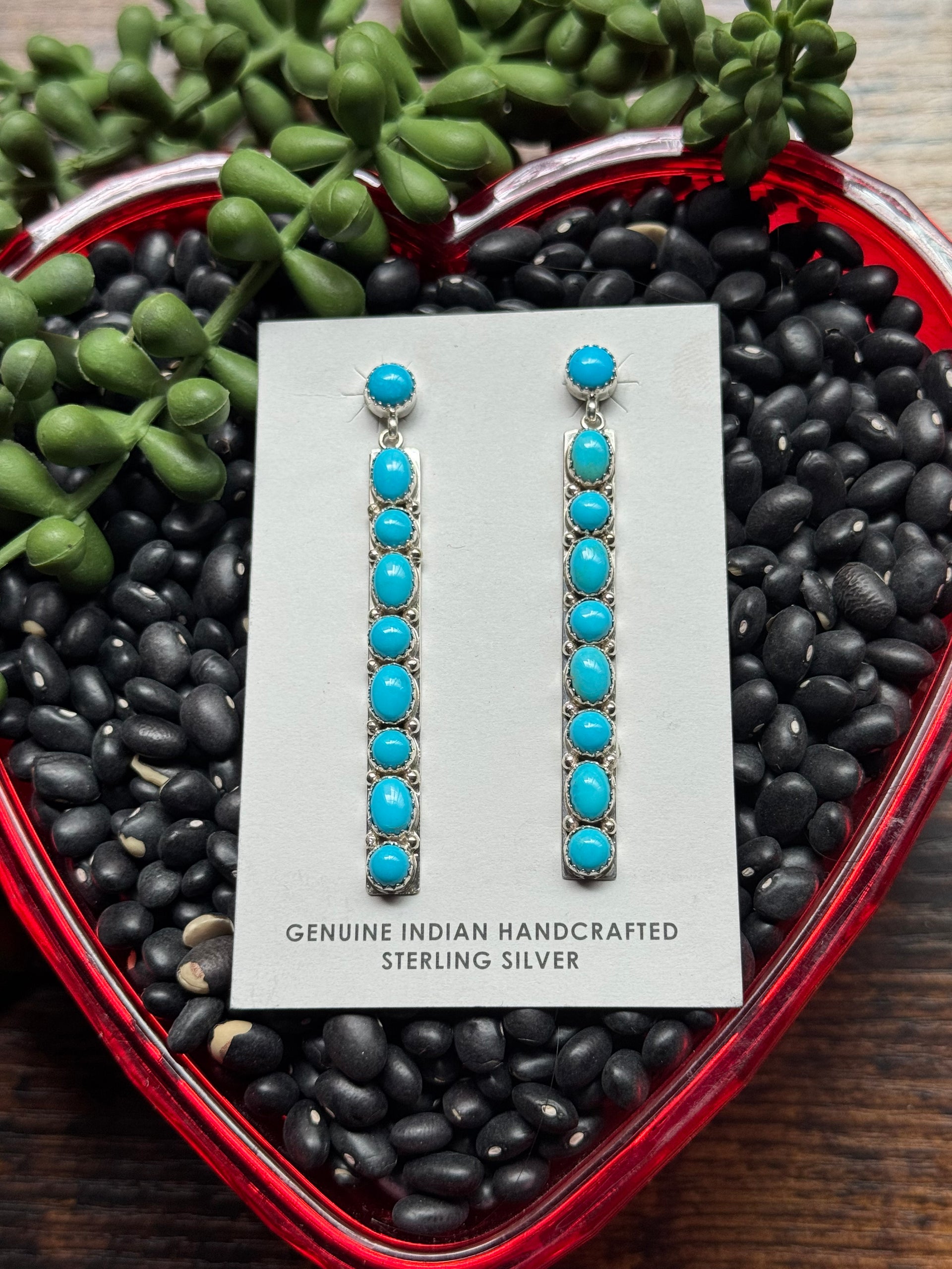 Mary Ann Spencer Sleeping Beauty Turquoise & Sterling Silver Post Dangle Earrings