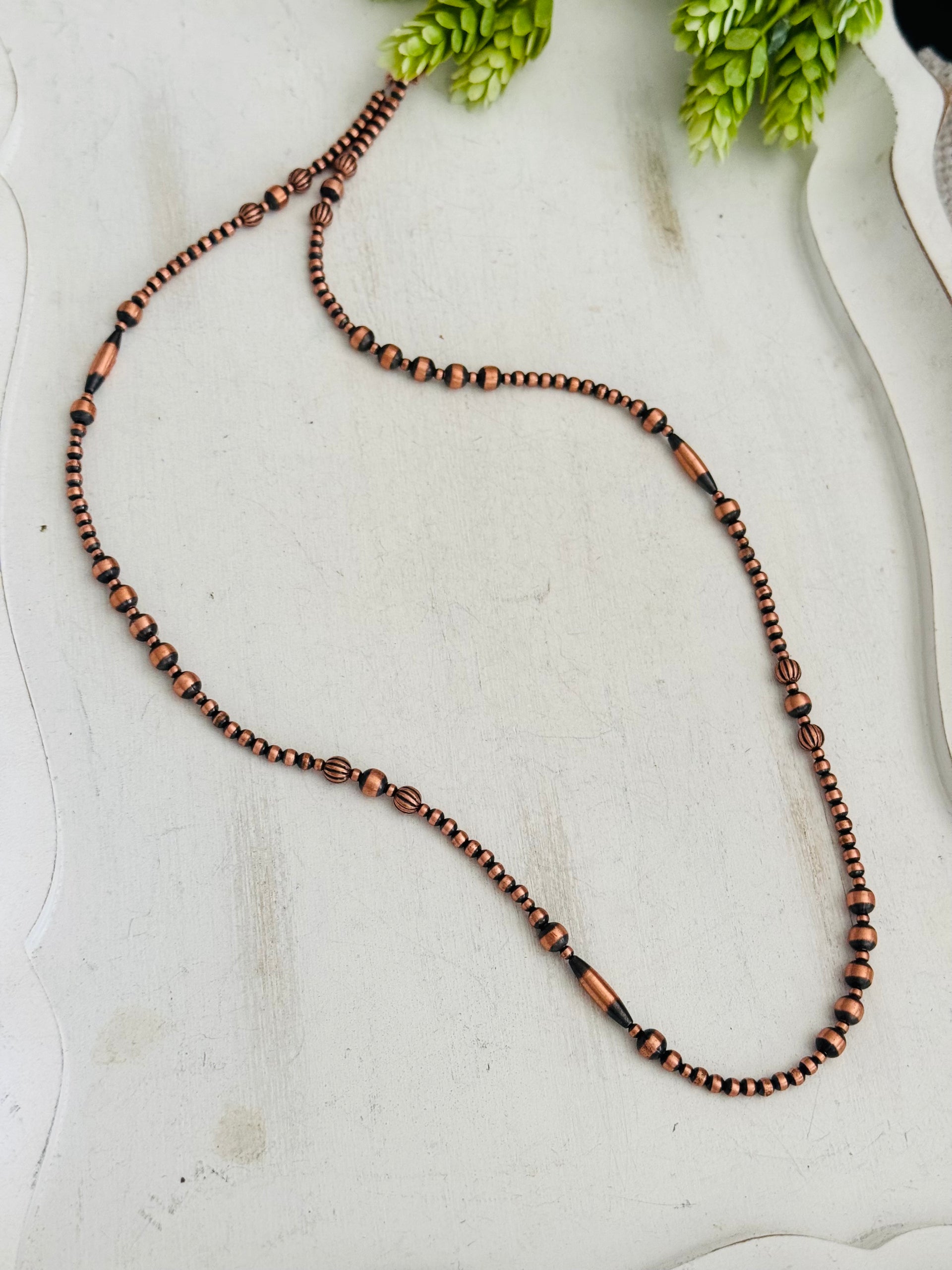 Navajo Strung Copper Pearls Beaded Necklace