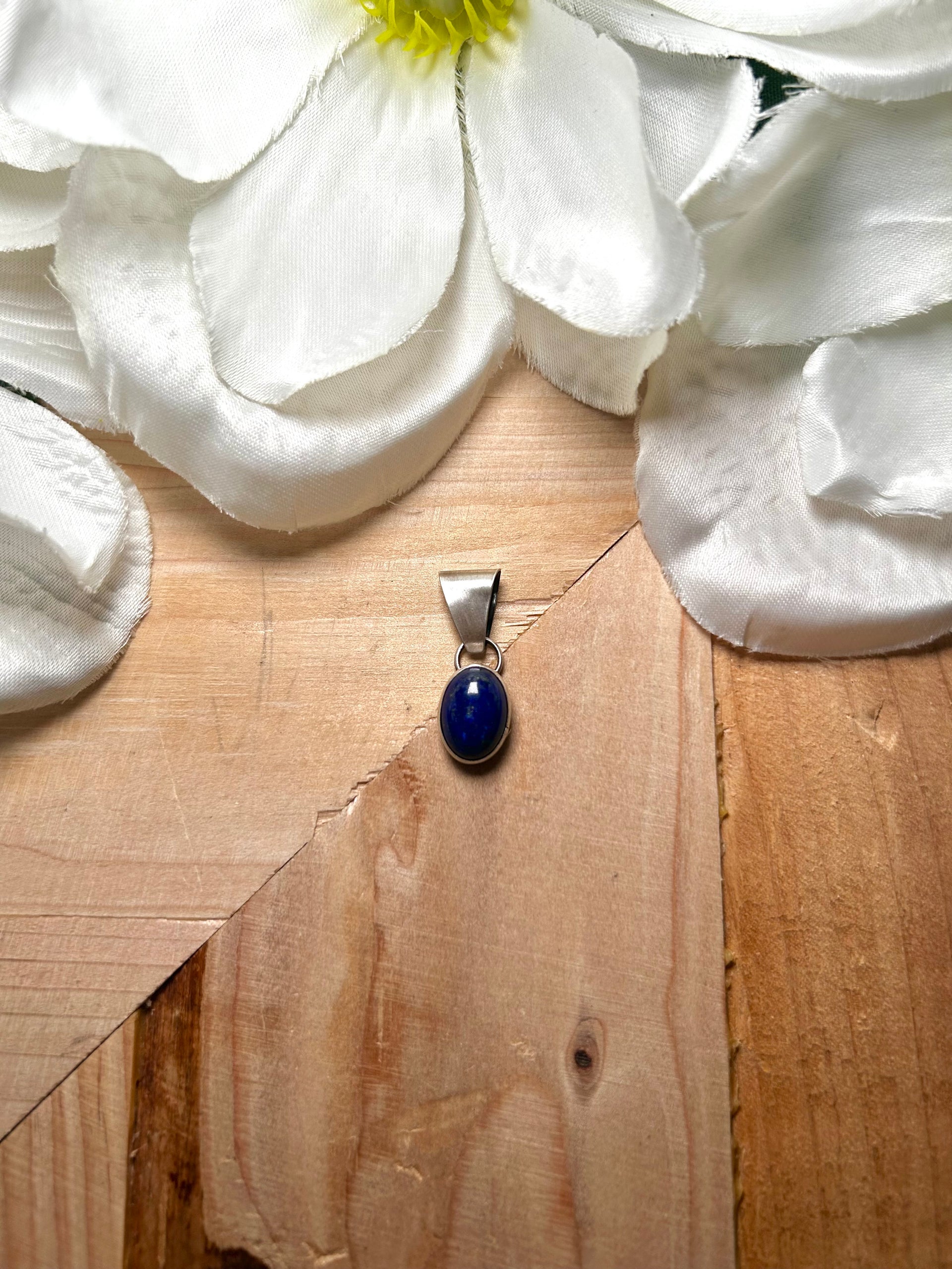 Navajo Made Lapis & Sterling Silver Pendant
