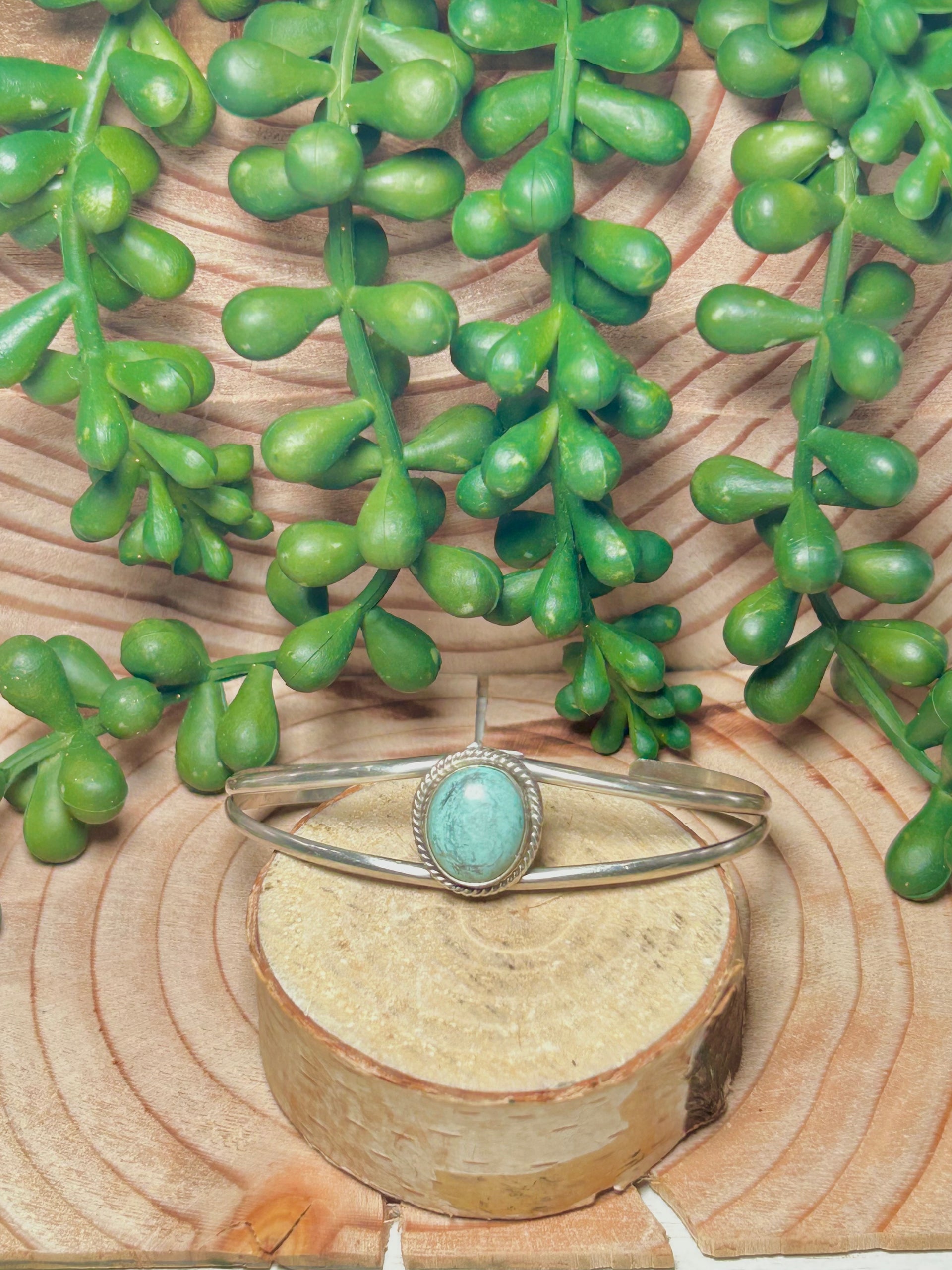 Navajo Made Kingman Turquoise & Sterling Silver Cuff Bracelet