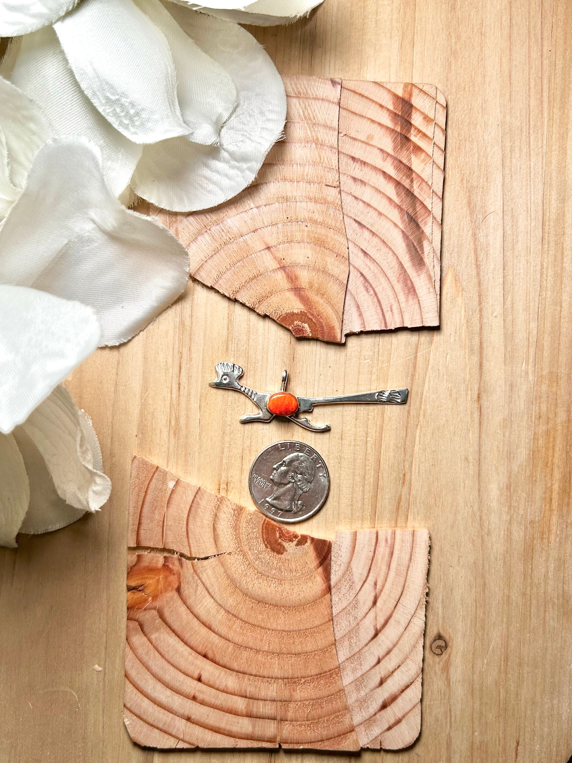 Navajo Made Spiny Oyster & Sterling Silver Pendant