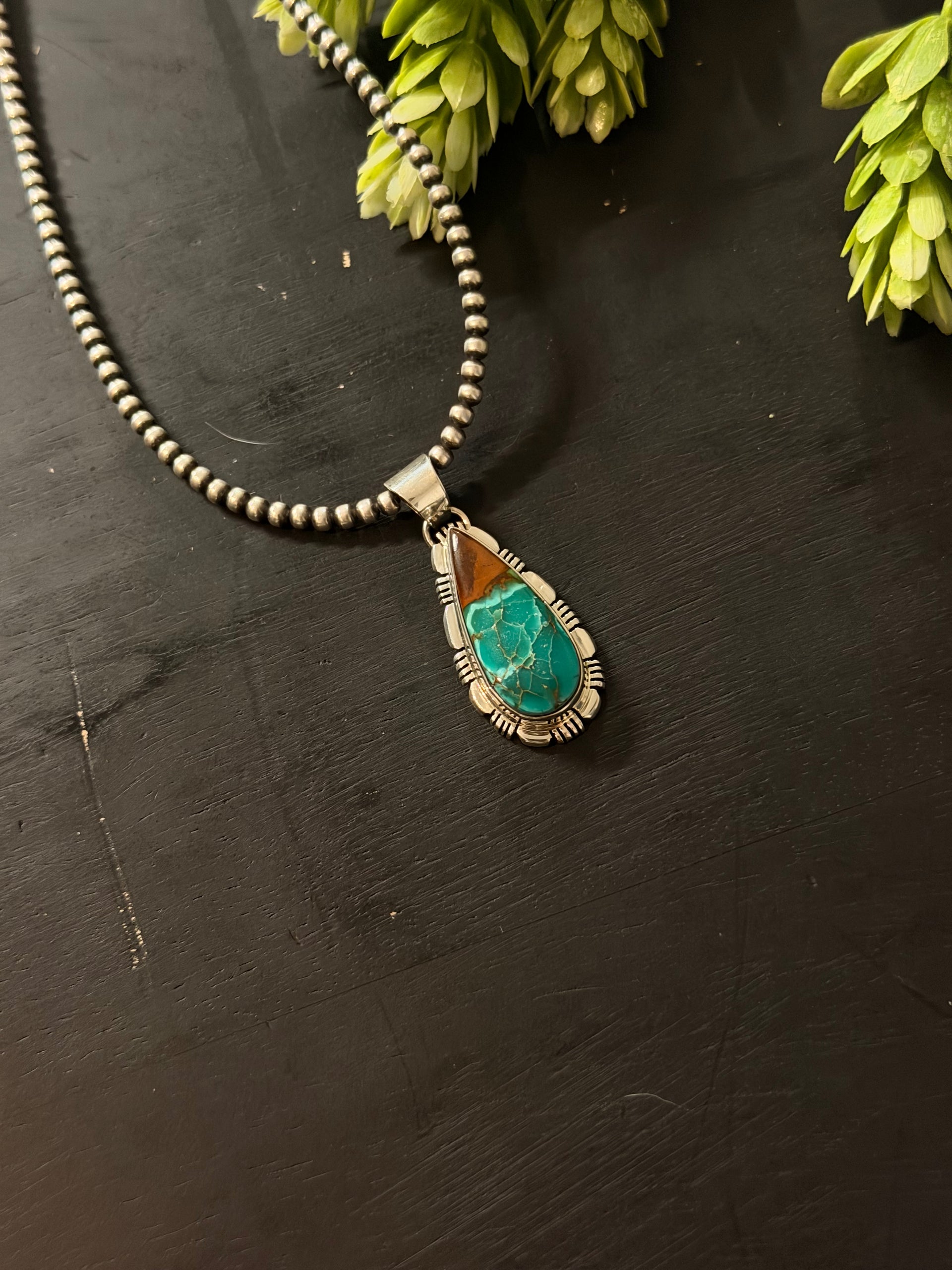 Navajo Made Sierra Vista Turquoise & Sterling Silver Pendant