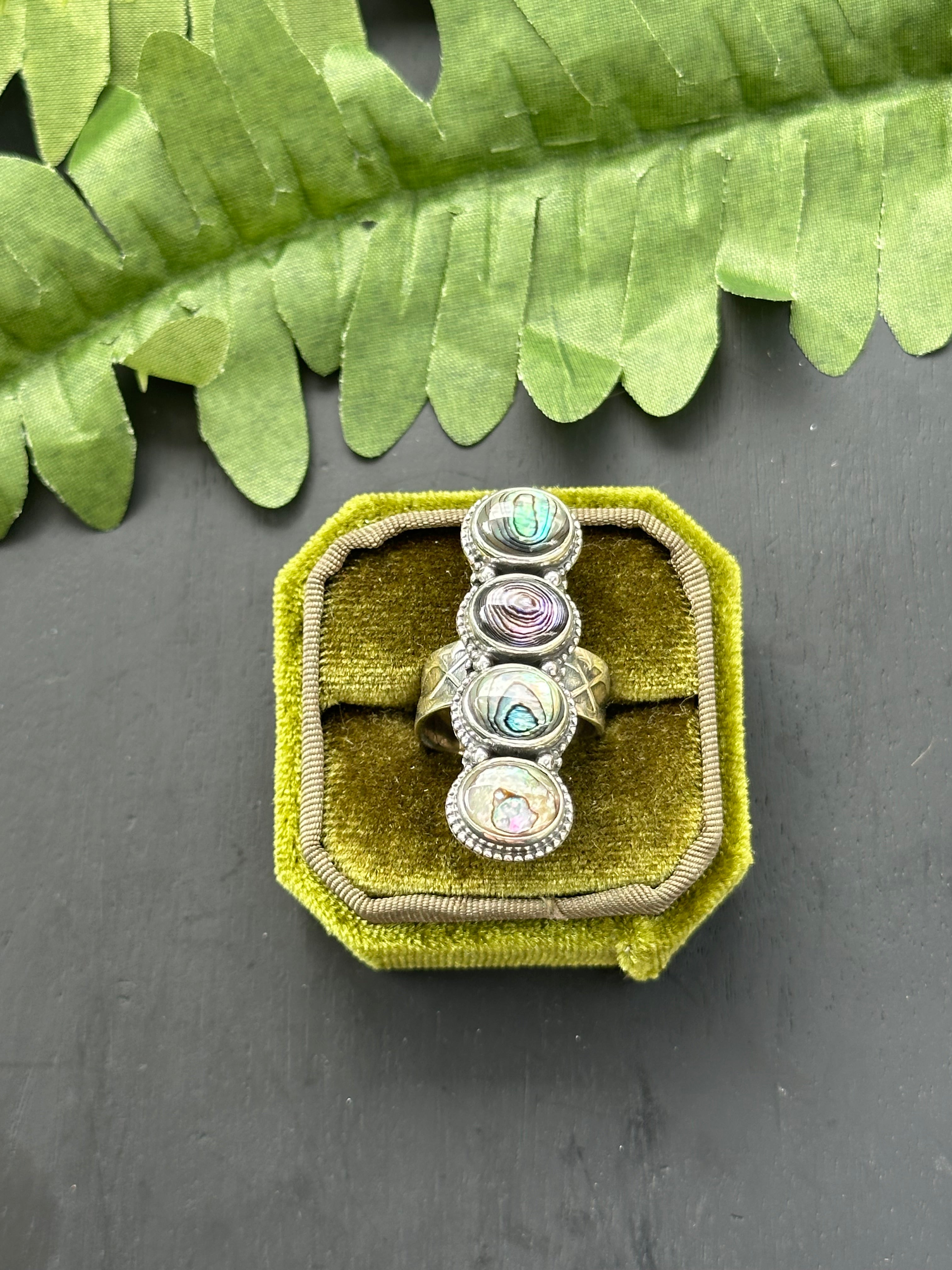 Navajo Made Abalone & Sterling Silver Adjustable Ring