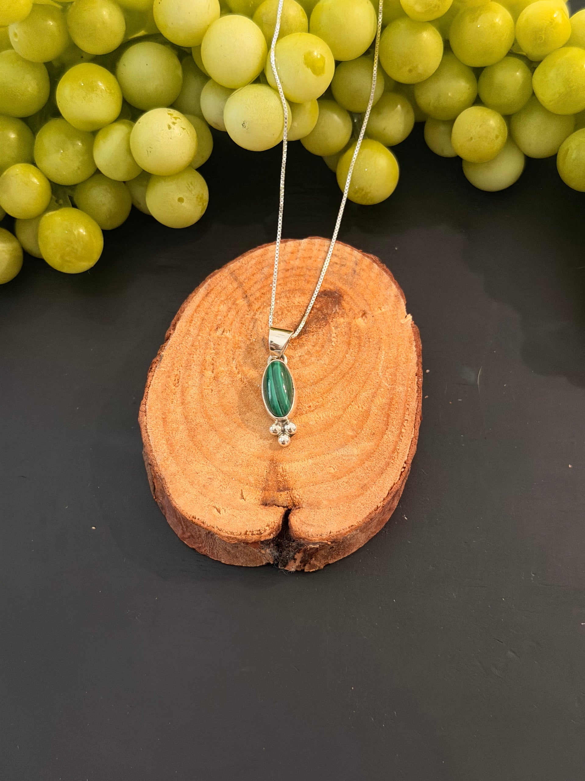 Navajo Made Malachite & Sterling Silver Necklace