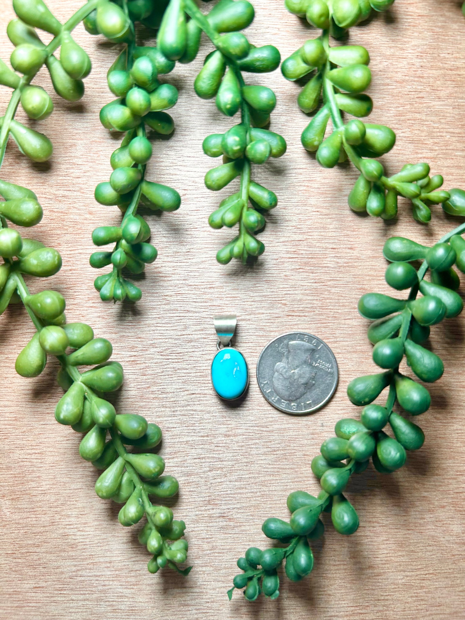 Navajo Made Blue Ridge Turquoise & Sterling Silver Pendant