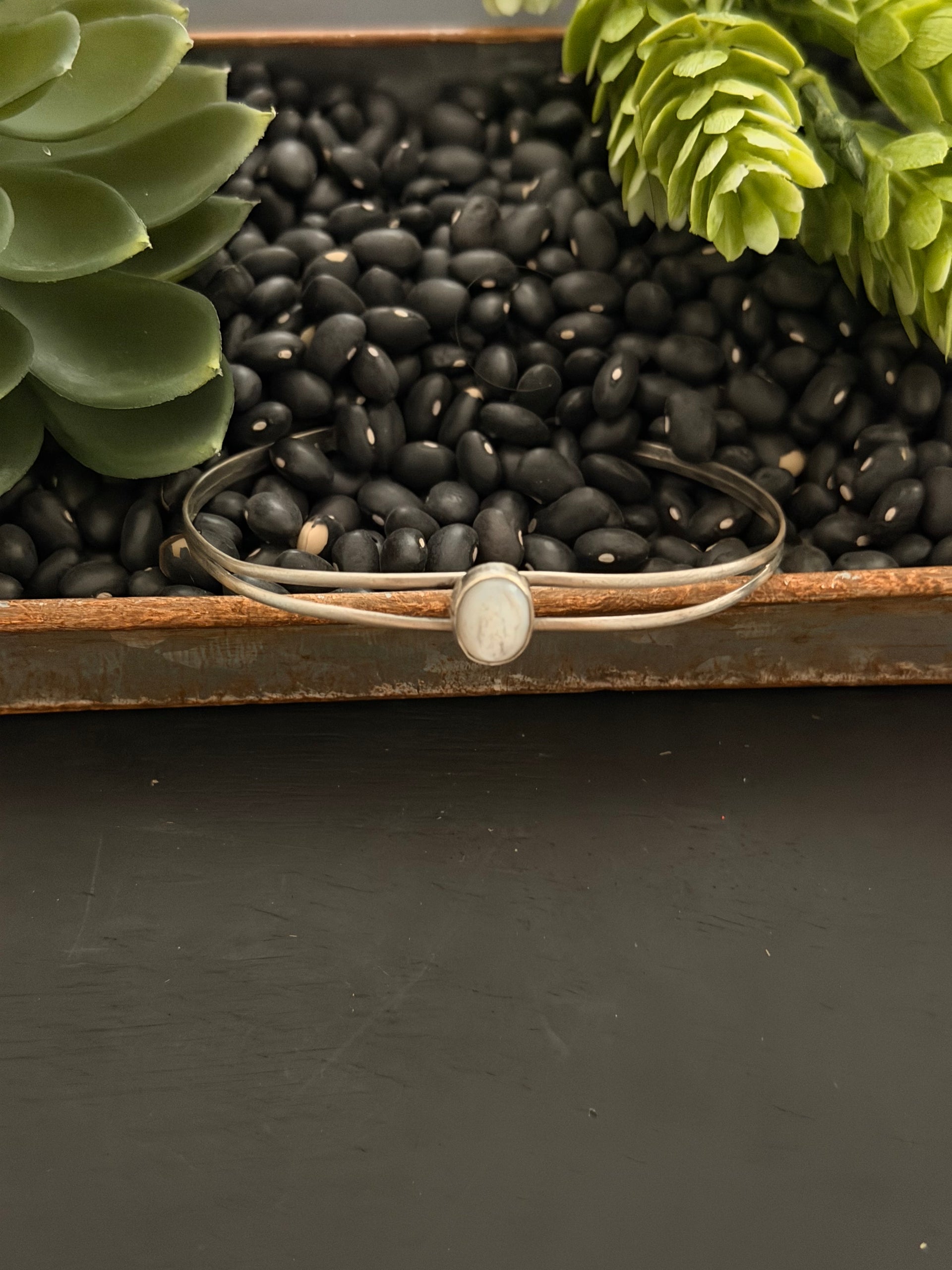 Navajo Made Moonstone & Sterling Silver Cuff Bracelet