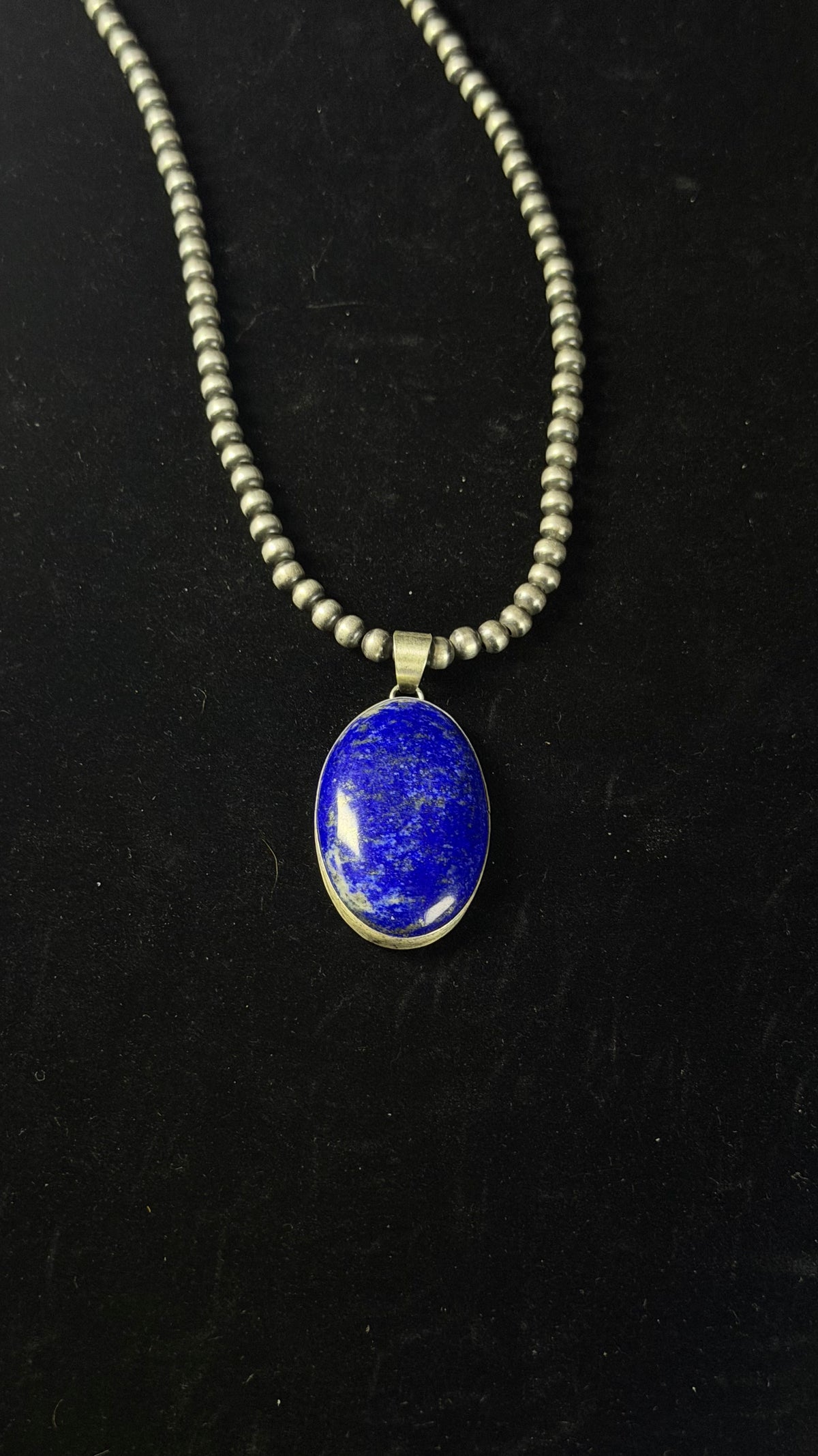 Navajo Made Lapis & Sterling Silver Pendant