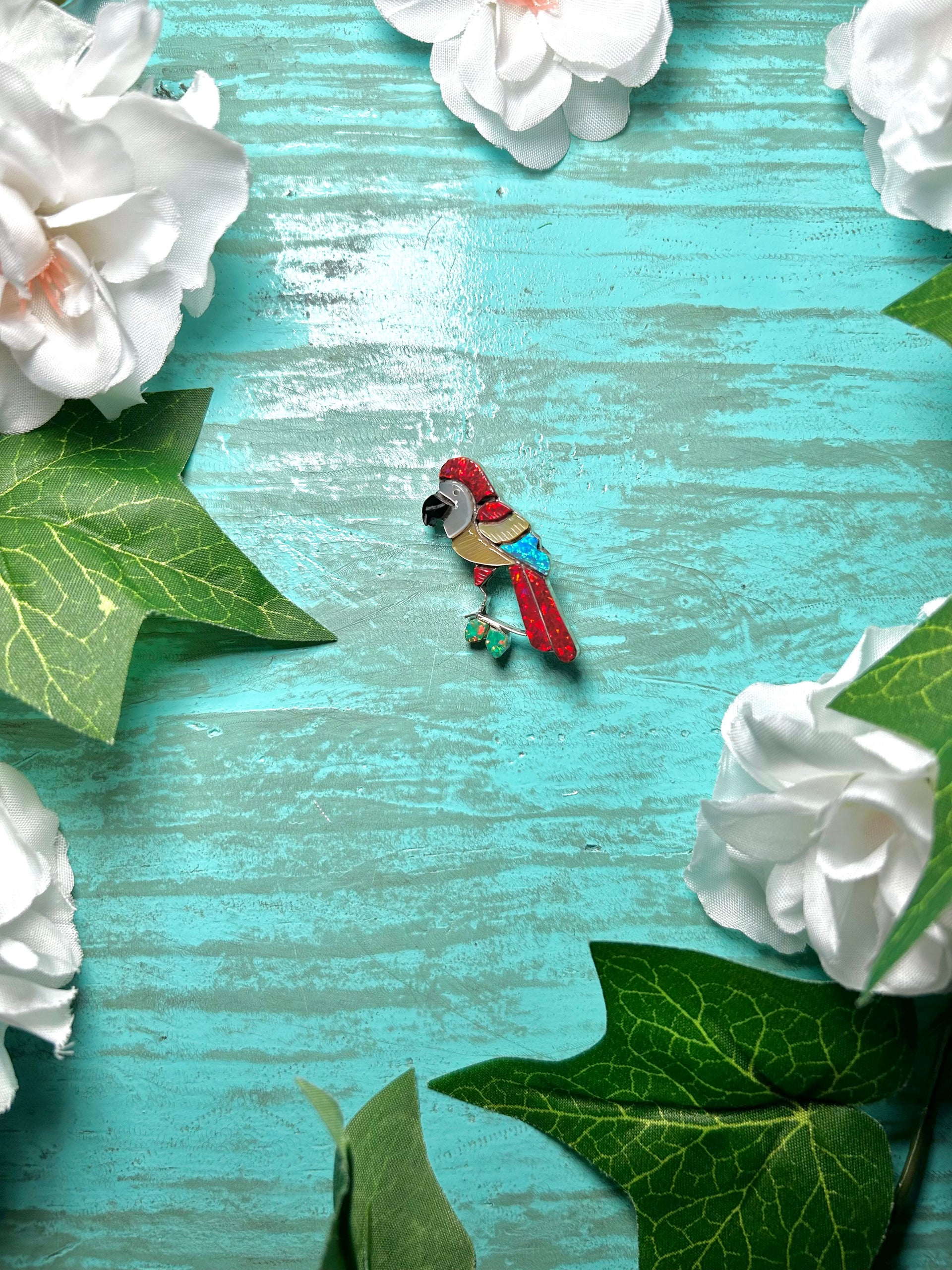 Zuni Made Multi Stone Inlay & Sterling Silver Pendant/Pin