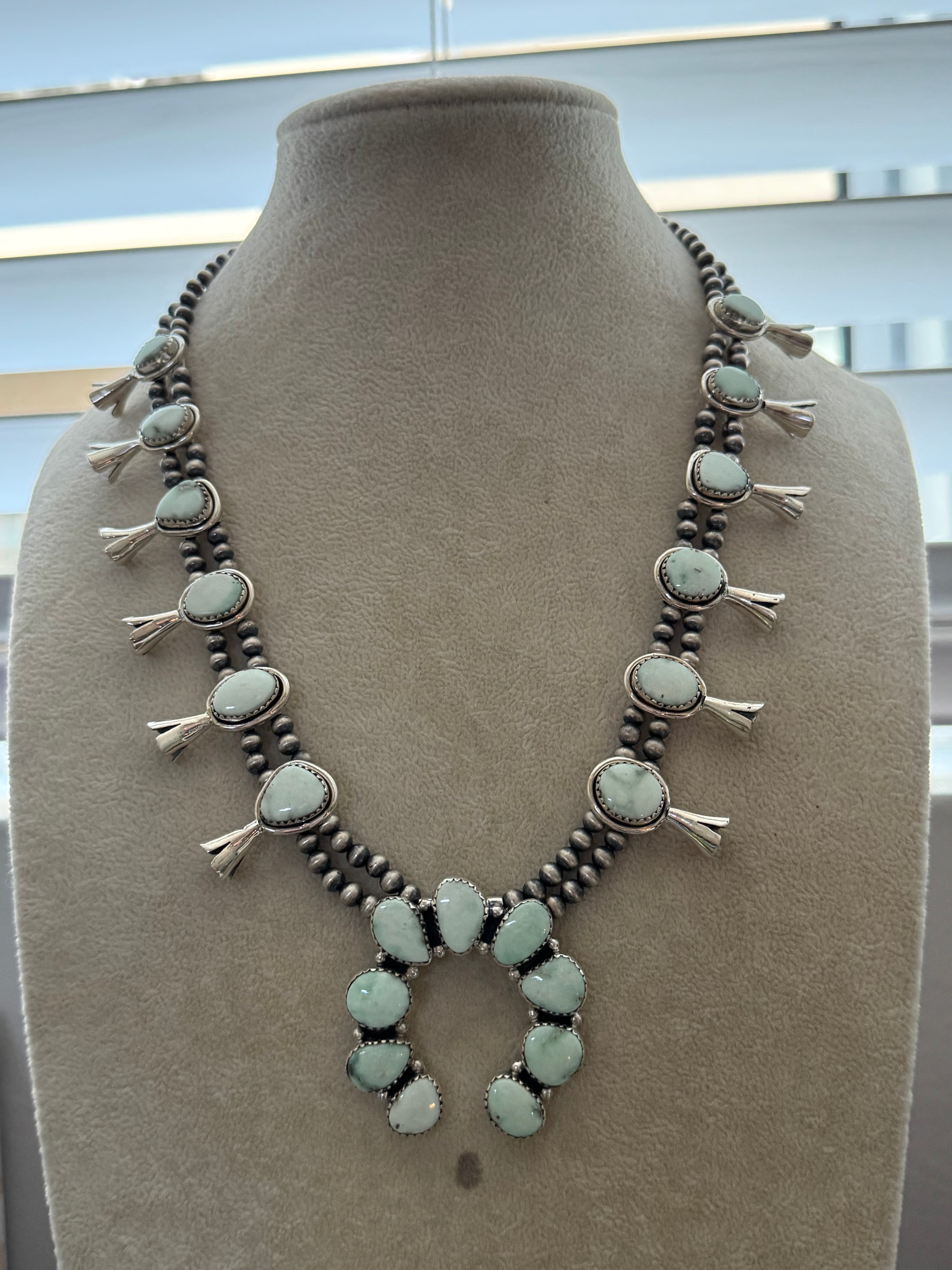 TTD Paloma Variscite & Sterling Silver Squash Blossom Necklace