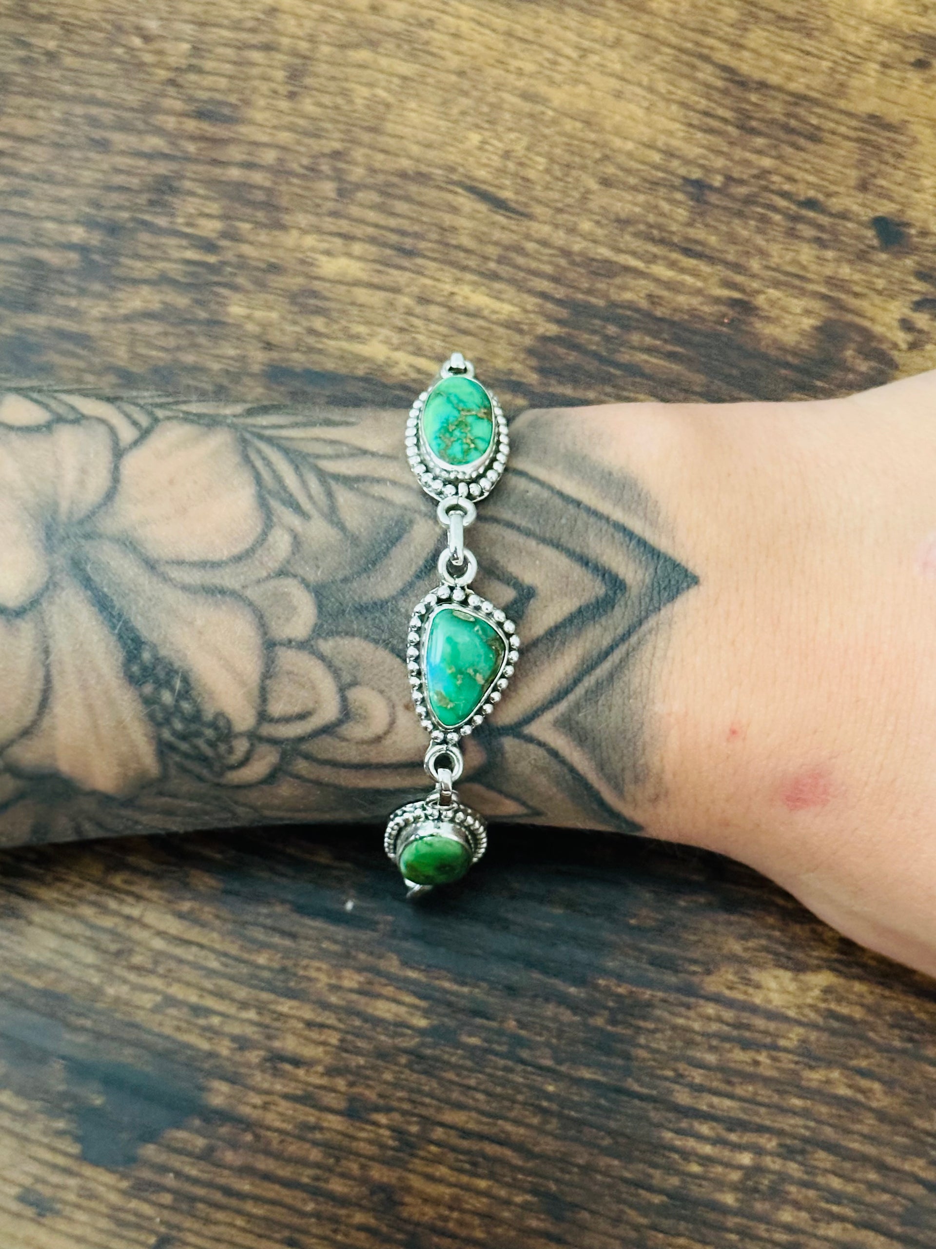 Southwest Made Sonoran Mountain Turquoise & Sterling Silver Bracelet