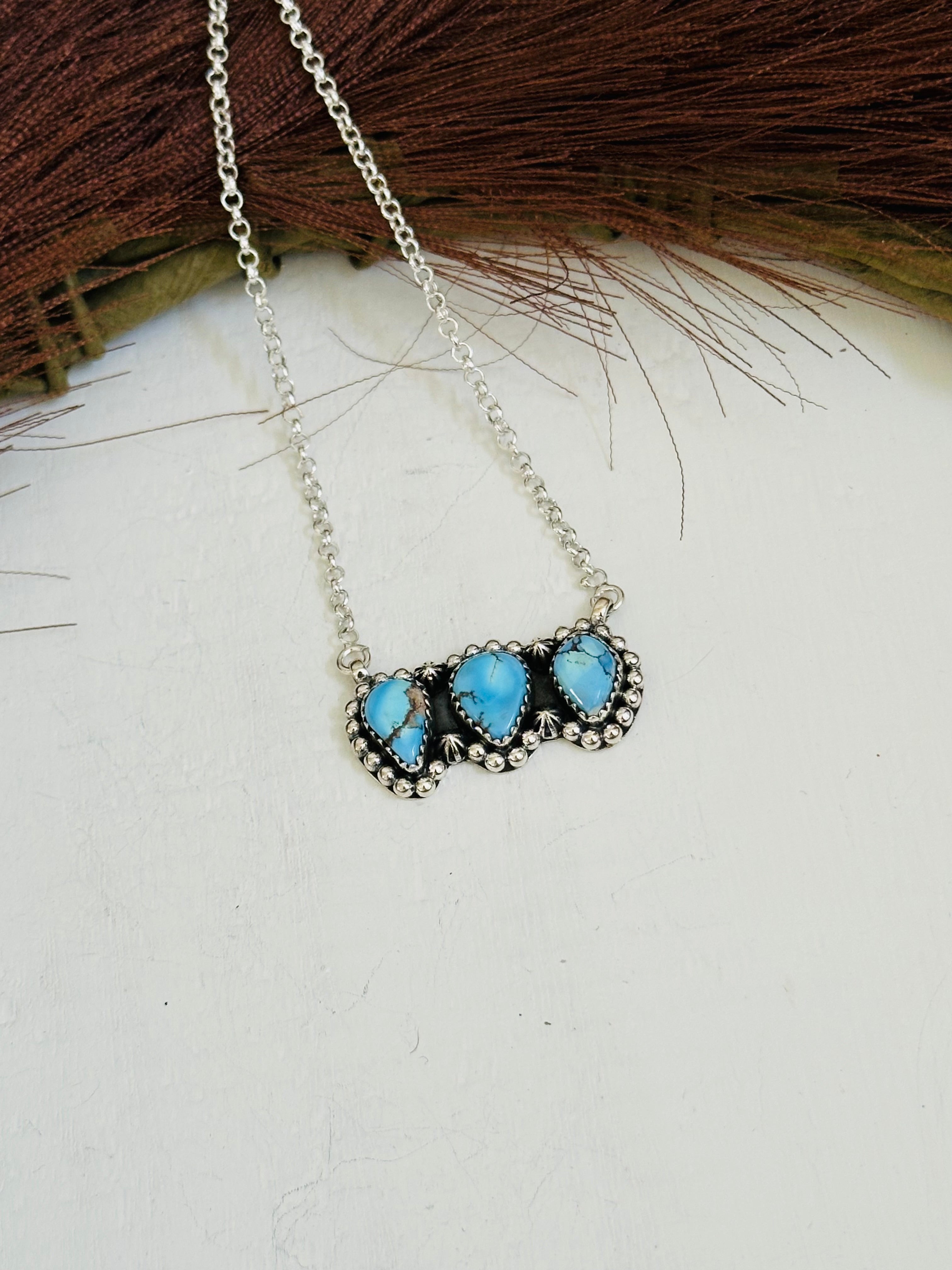 TTD “Array” Golden Hills Turquoise & Sterling Silver Necklace