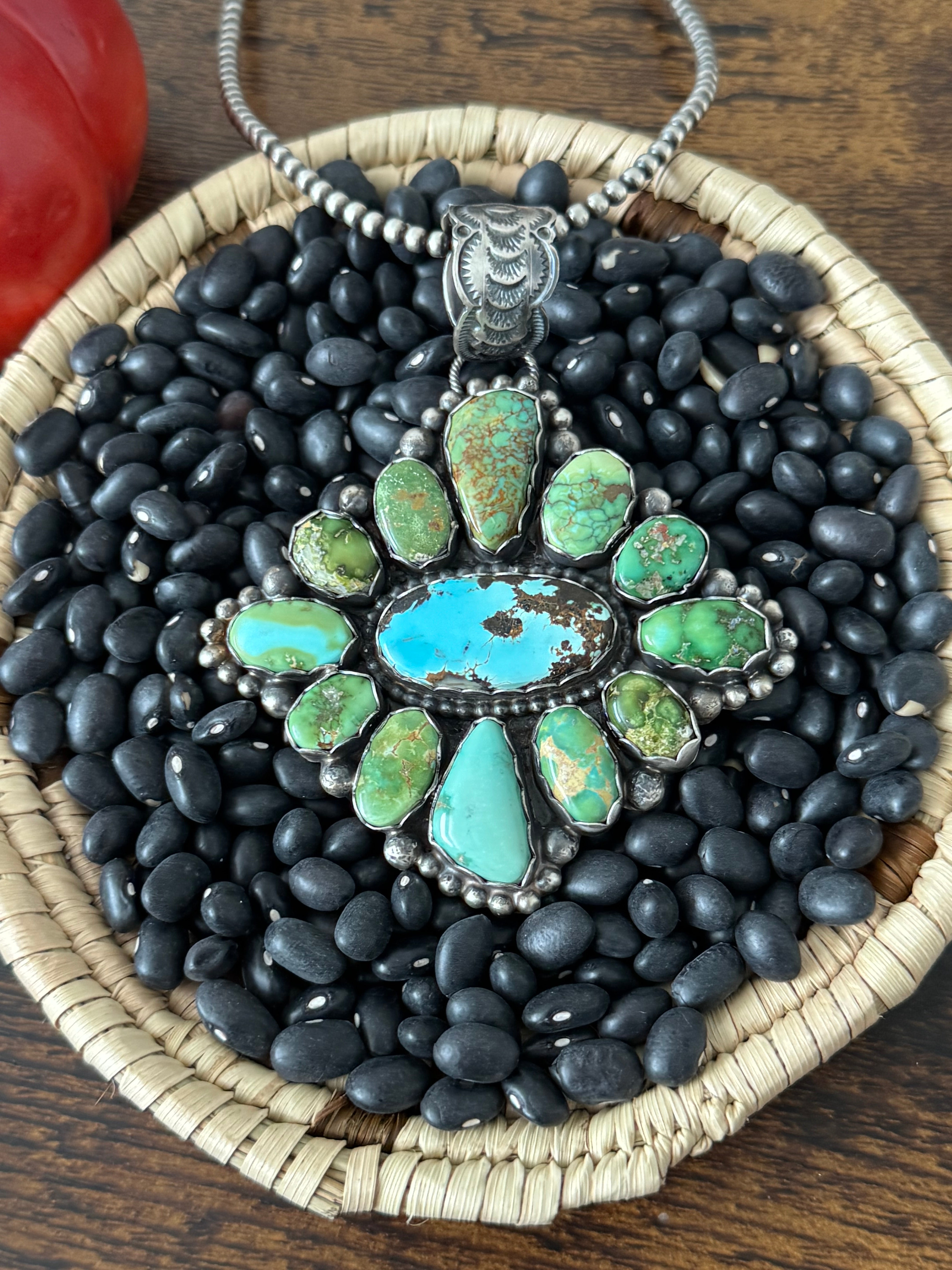 Lorenzo Juan Multi Turquoise & Sterling Silver Cluster Pendant