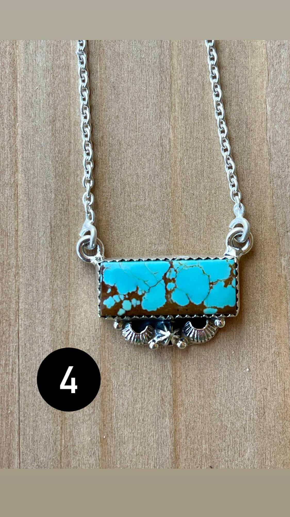 Southwest Handmade Number 8 Turquoise & Sterling Silver Bar Necklace