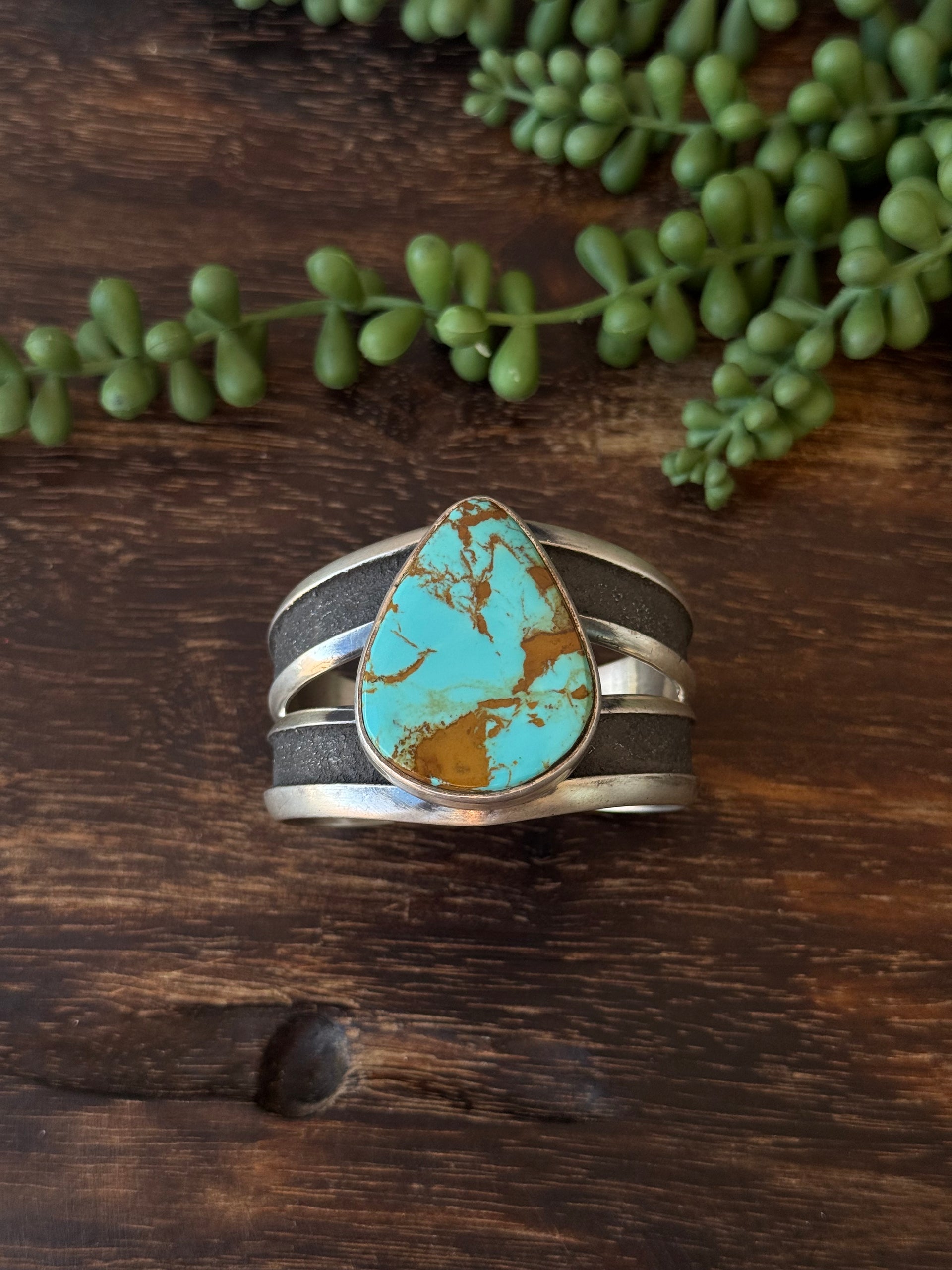 Navajo Made #8 Turquoise & Sterling Silver Cuff Bracelet