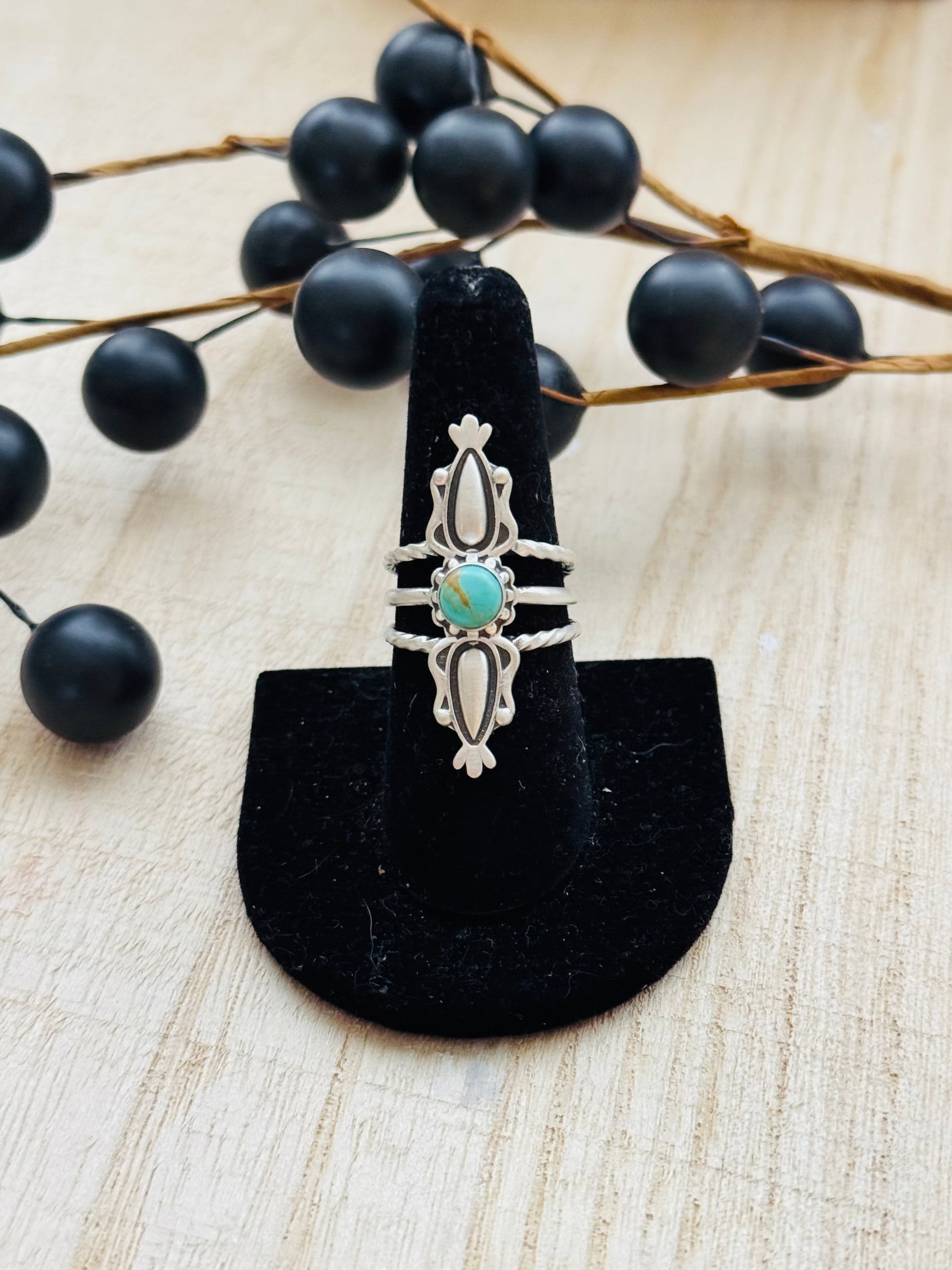 Southwest Handmade Kingman Turquoise & Sterling Silver Adjustable Ring