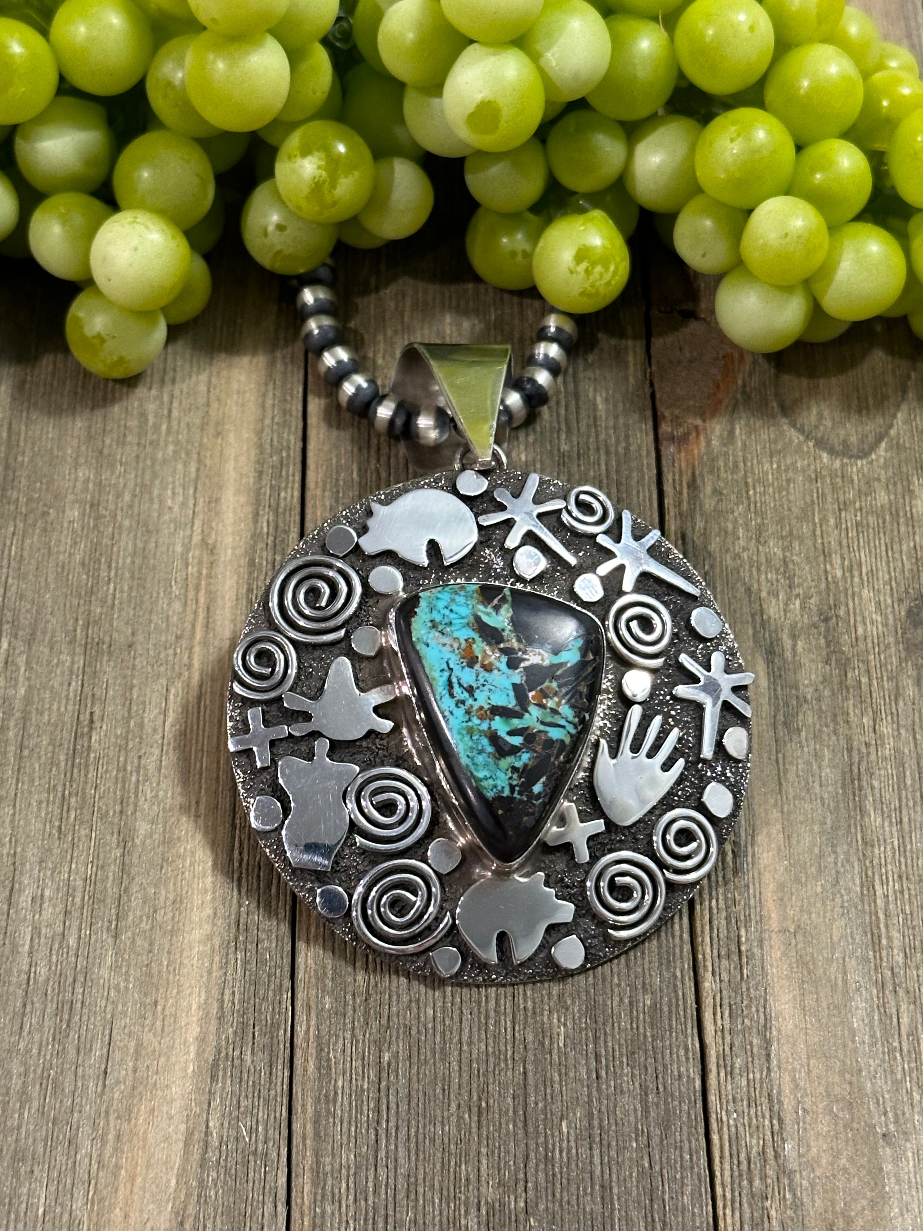 Alex Sanchez Black Jack Turquoise & Sterling Silver Pendant