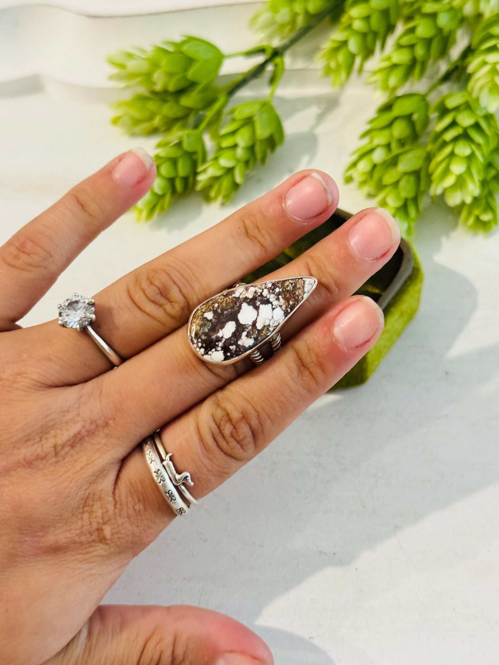 Southwest Made Wild Horse & Sterling Sliver Ring Size 7.5