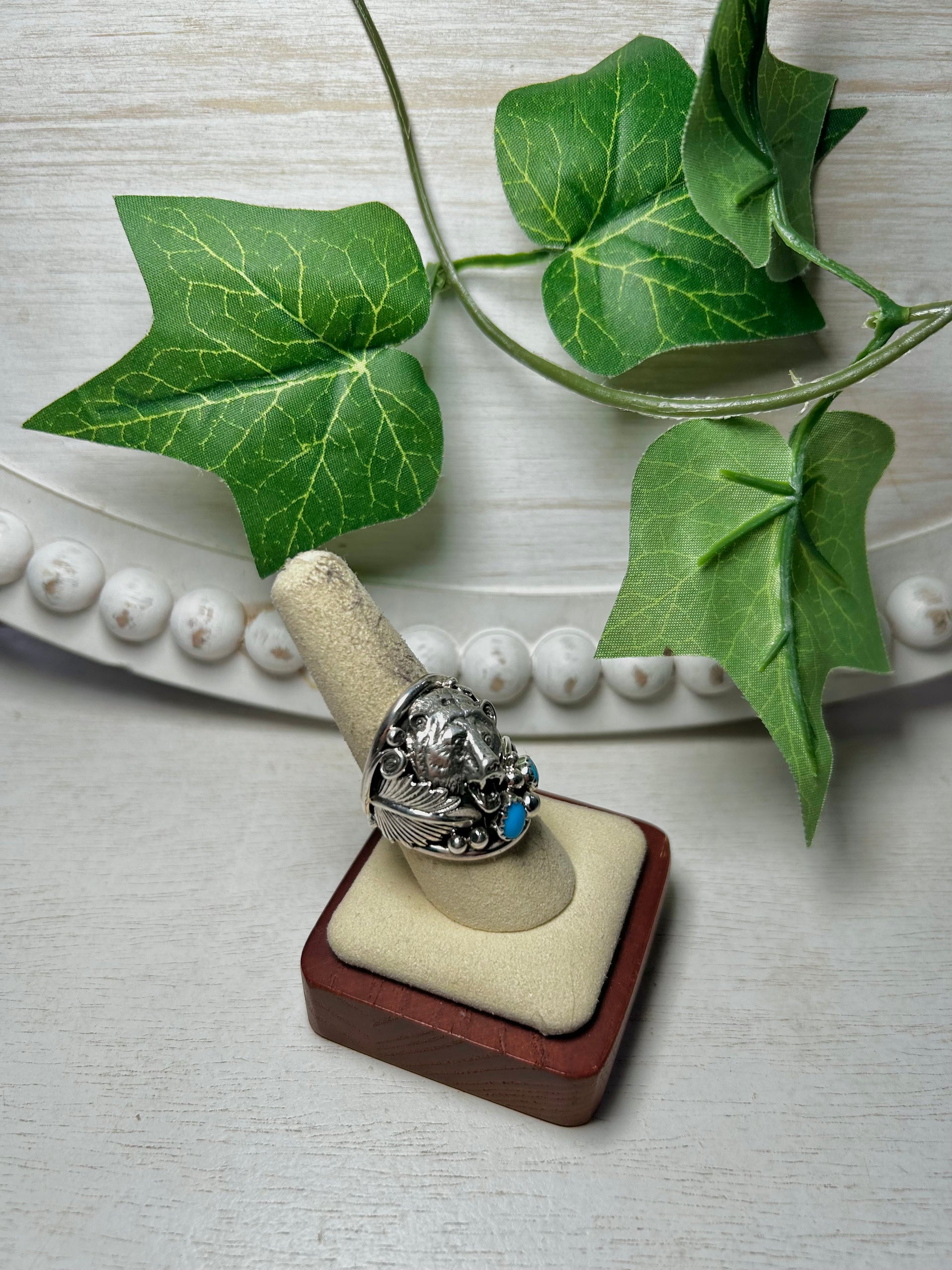 Navajo Made Kingman Turquoise & Sterling Silver Ring