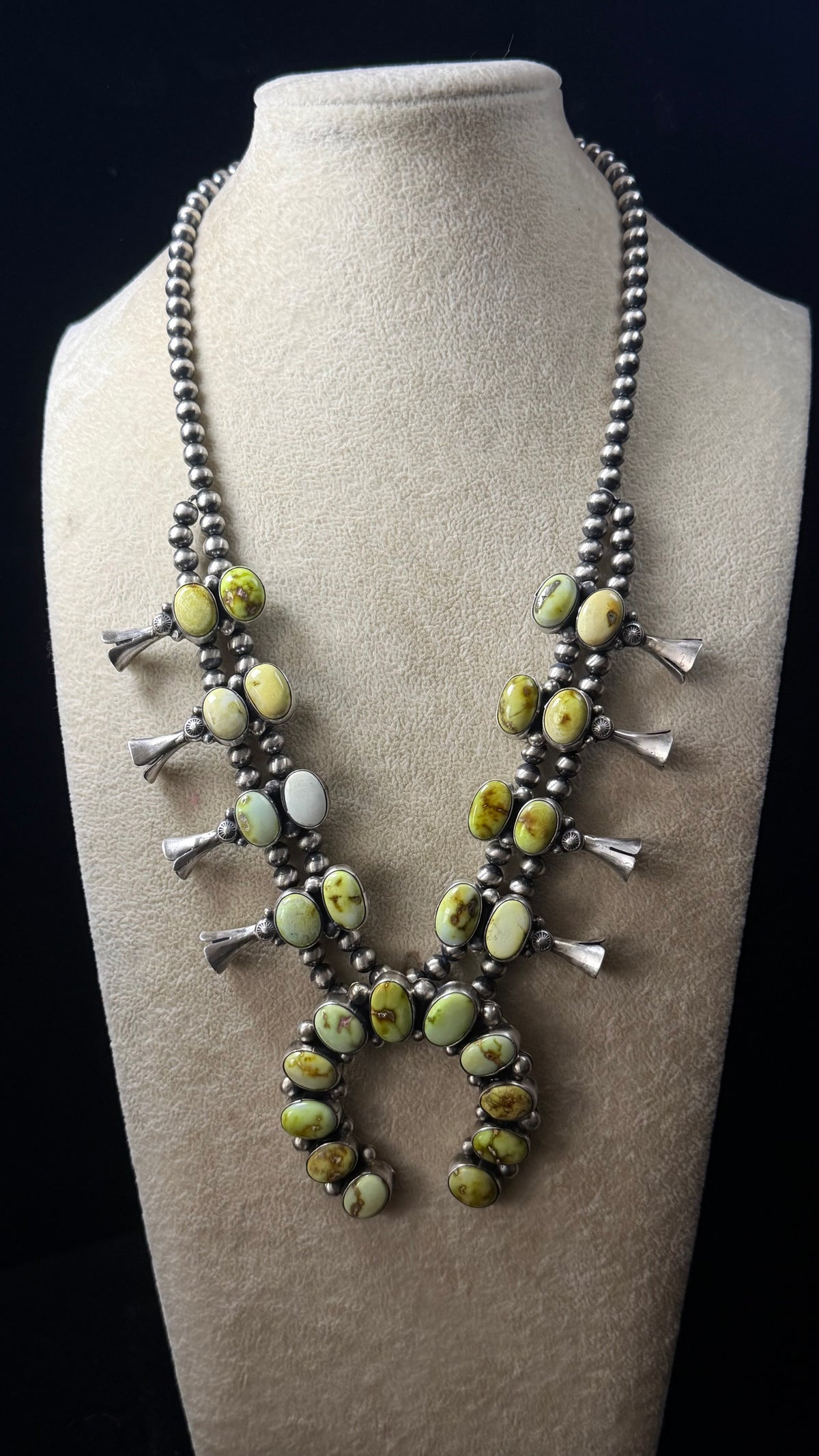 Thomas Francisco Palomino Variscite & Sterling Silver Squash Blossom Set