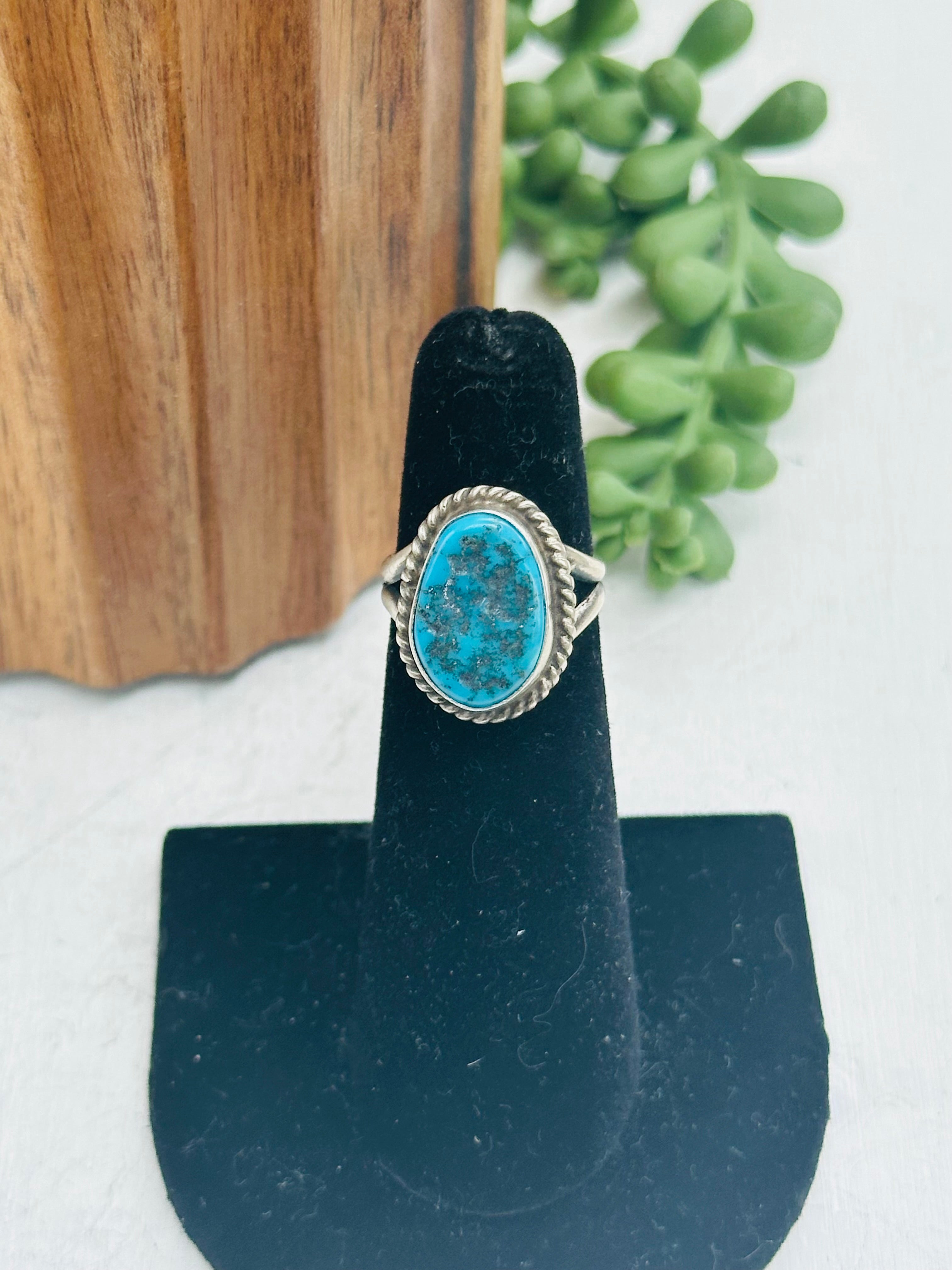 Navajo Made Kingman Turquoise & Sterling Silver Ring