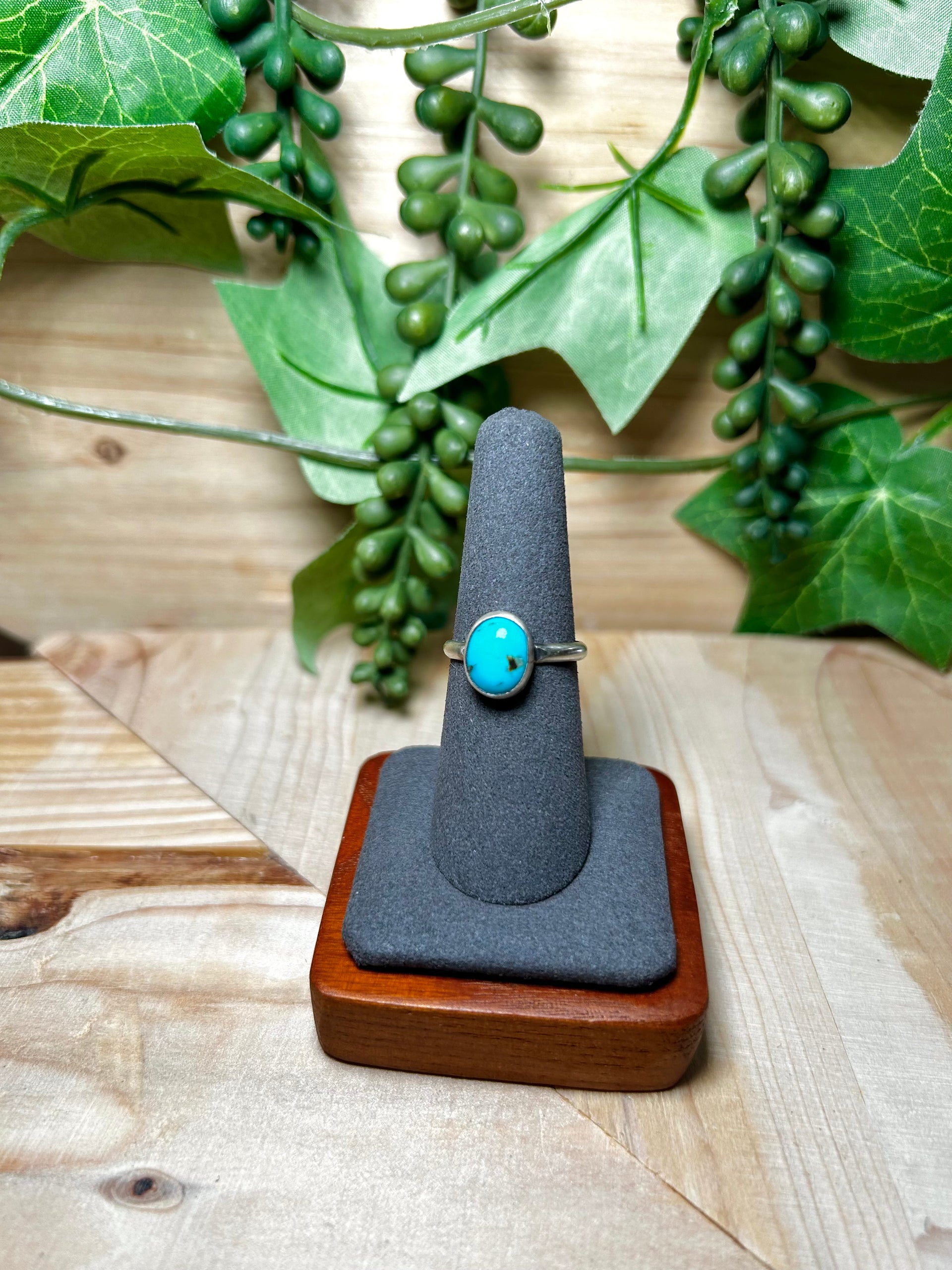 Navajo Made Kingman Turquoise & Sterling Silver Ring Size 7