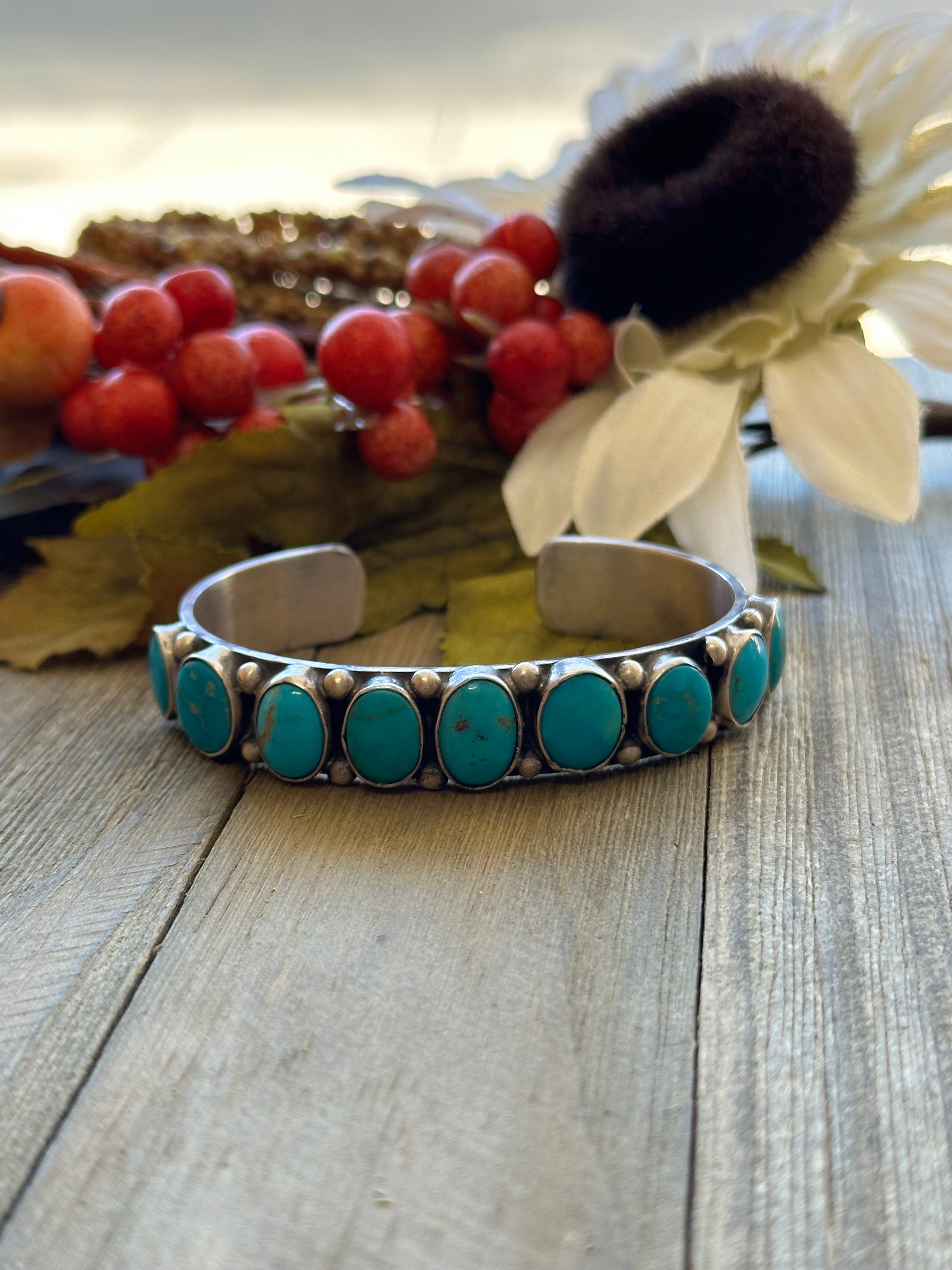 Bobby Johnson Blue Ridge Turquoise & Sterling Silver Cuff Bracelet