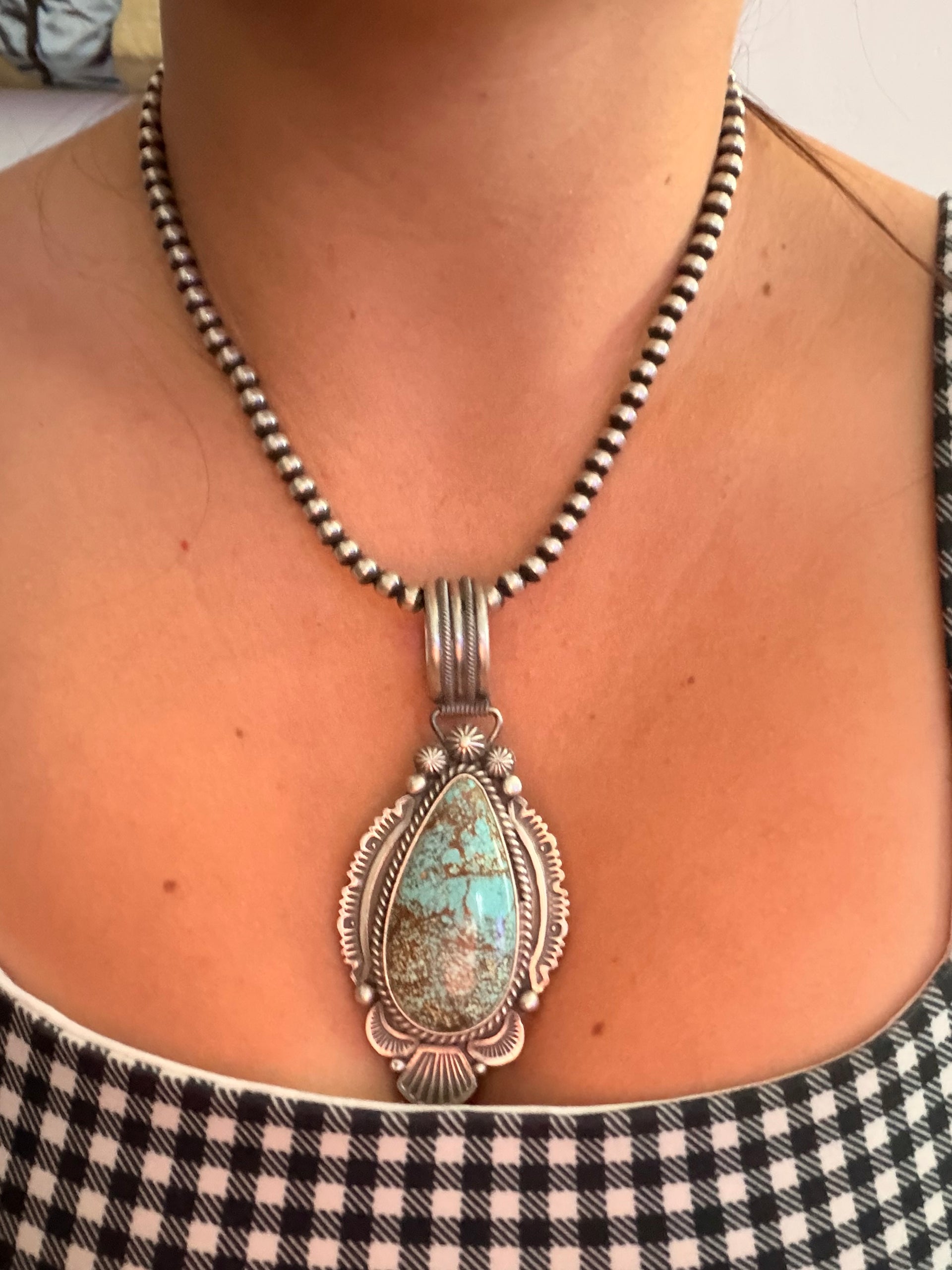 Mike Calladito Mine 8 Turquoise & Sterling Silver Pendant