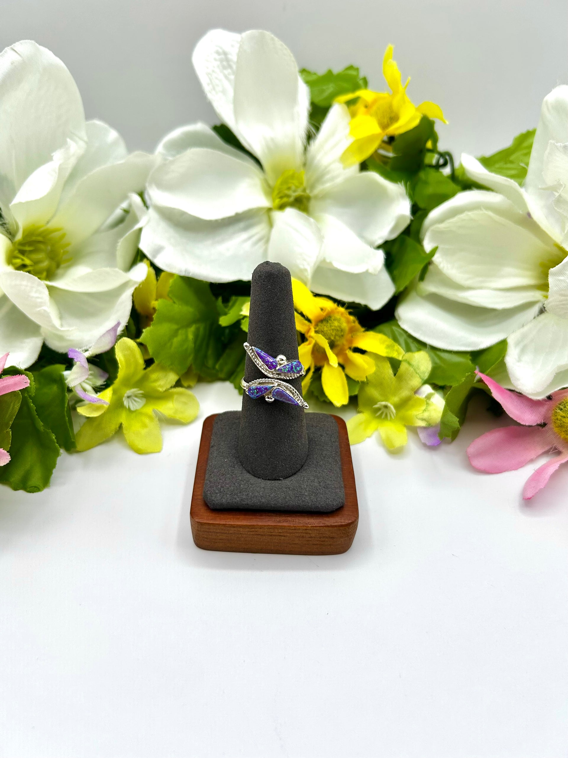 Zuni Made Opal & Sterling Silver Adjustable Ring