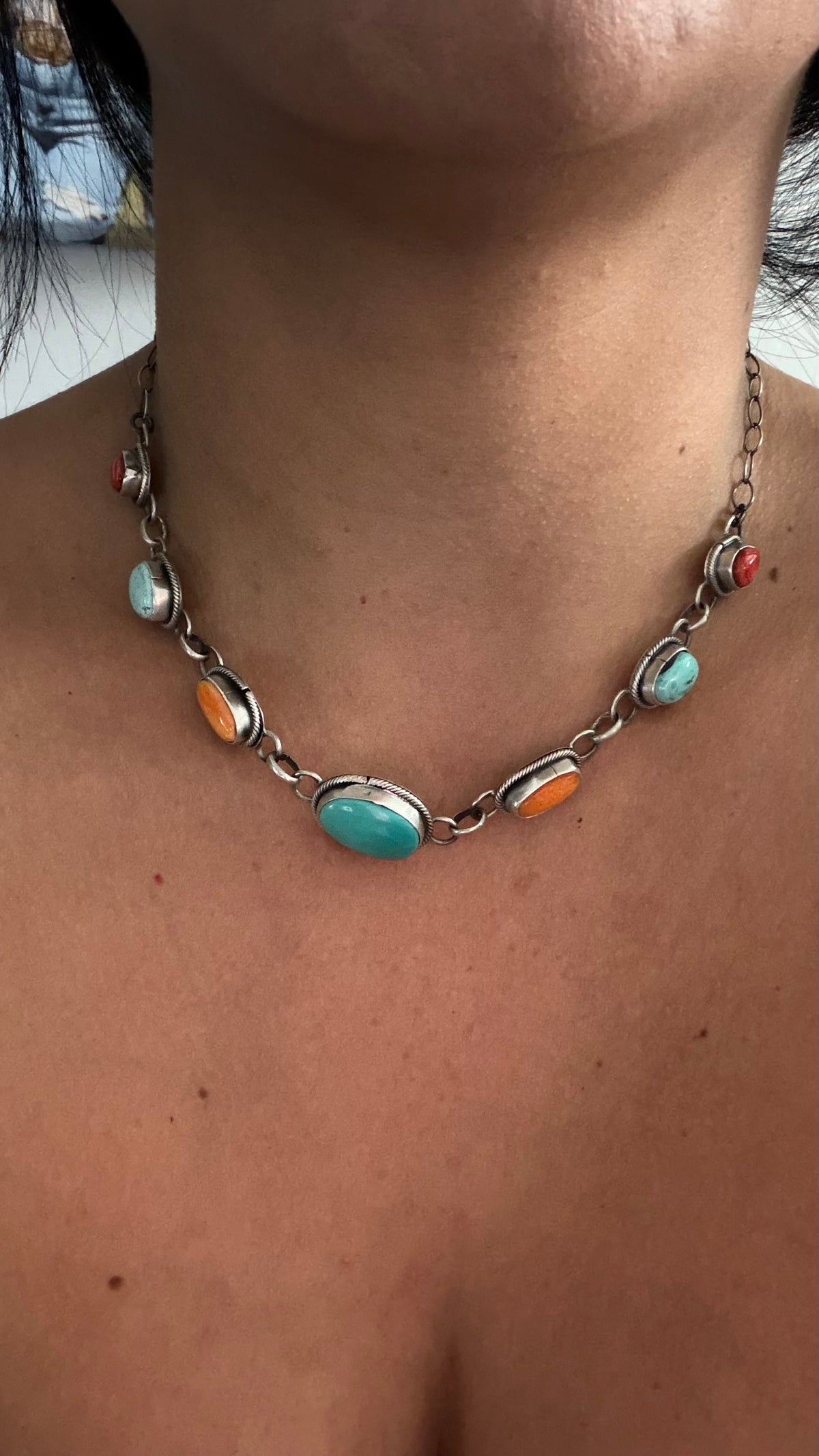 Danny Henio Multi Stone & Sterling Silver Choker Necklace