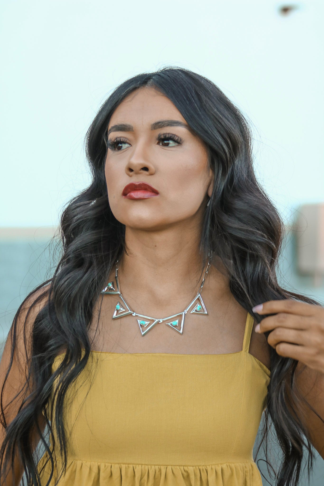 Navajo Made Kingman Turquoise and Sterling Silver Necklace Set