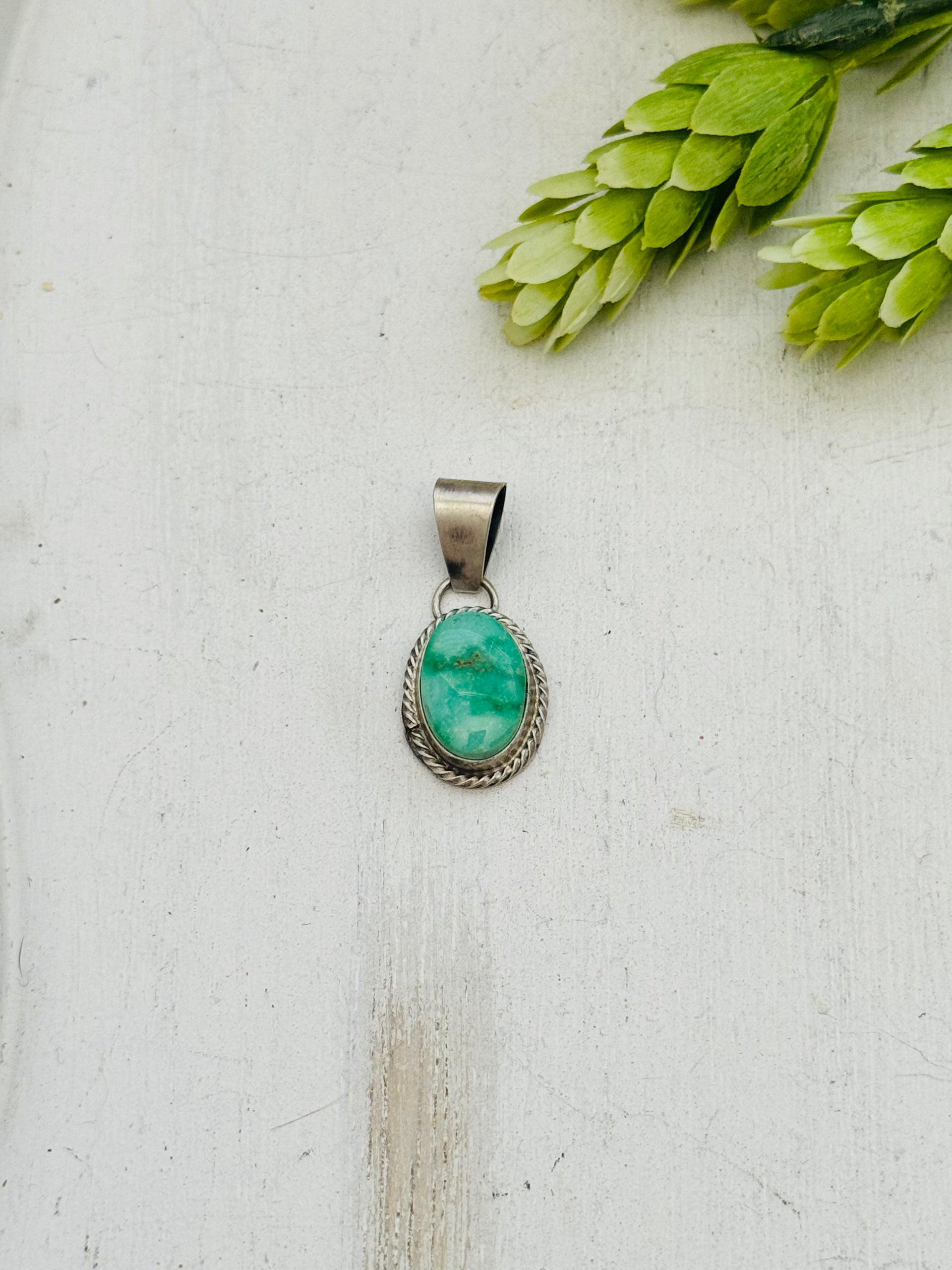Navajo Made Sonoran Gold Turquoise & Sterling Silver Pendant