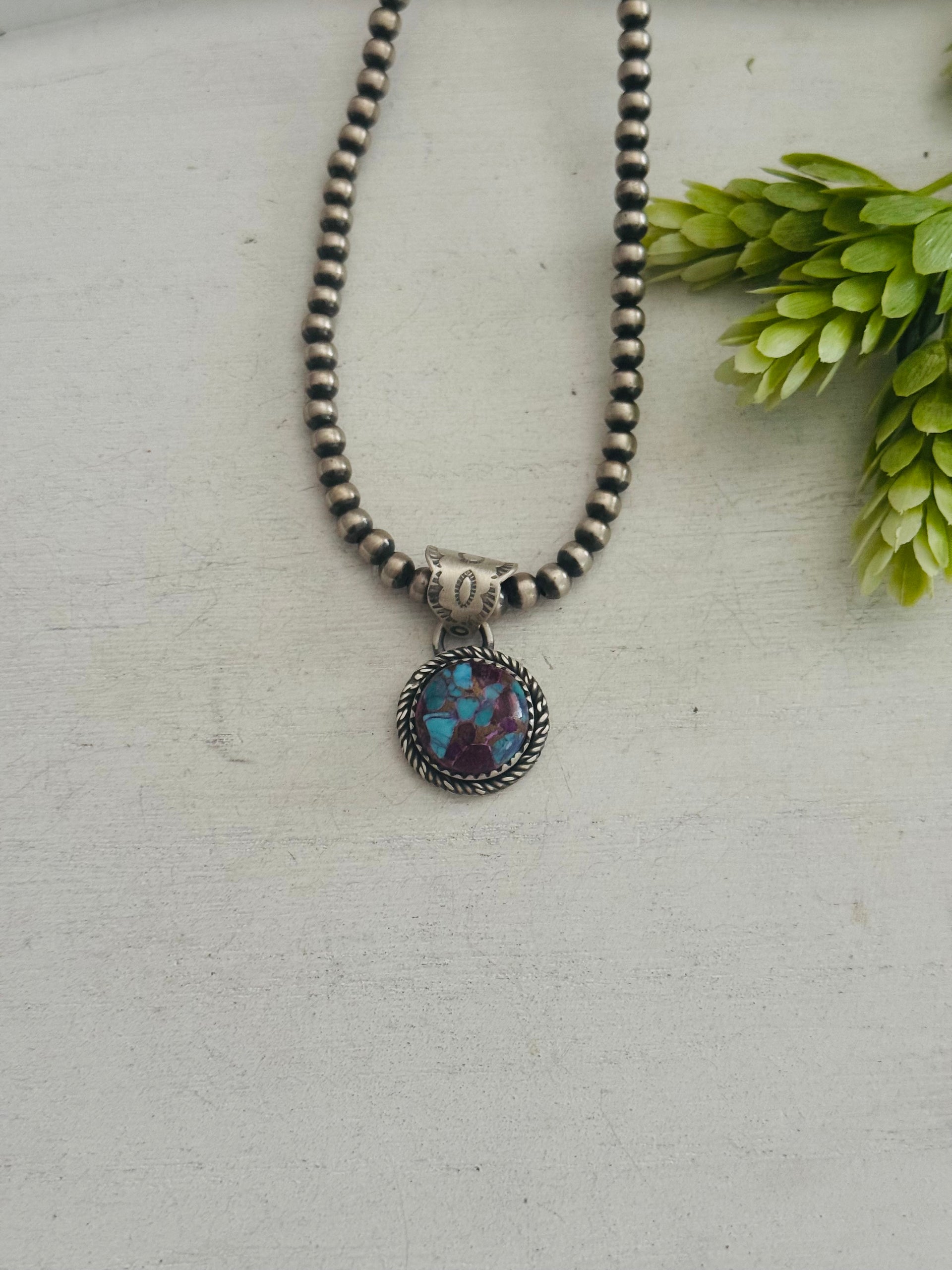 Southwest Made Mohave Turquoise & Sterling Silver Pendant