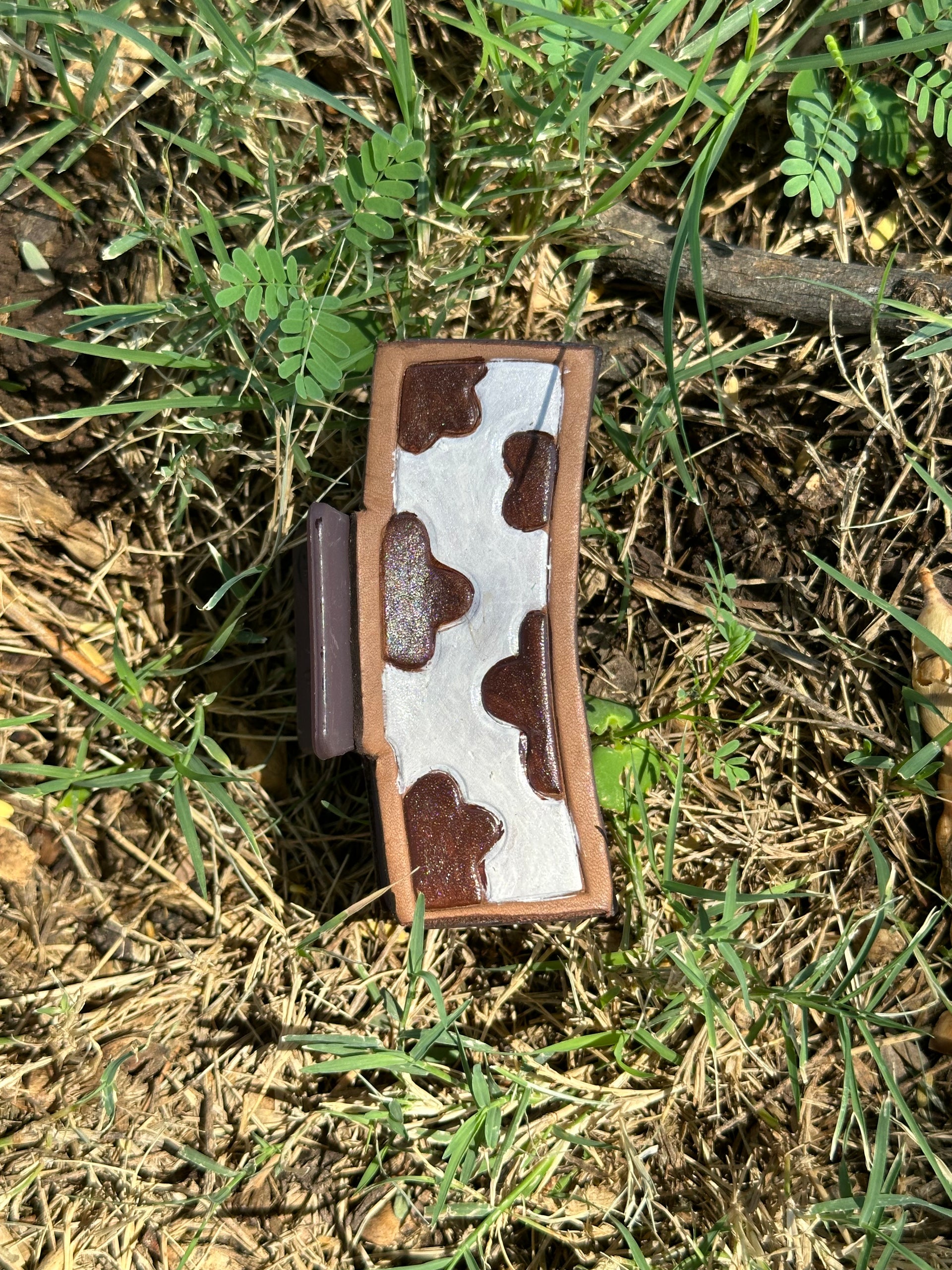 Genuine Tooled Leather Hair Clip