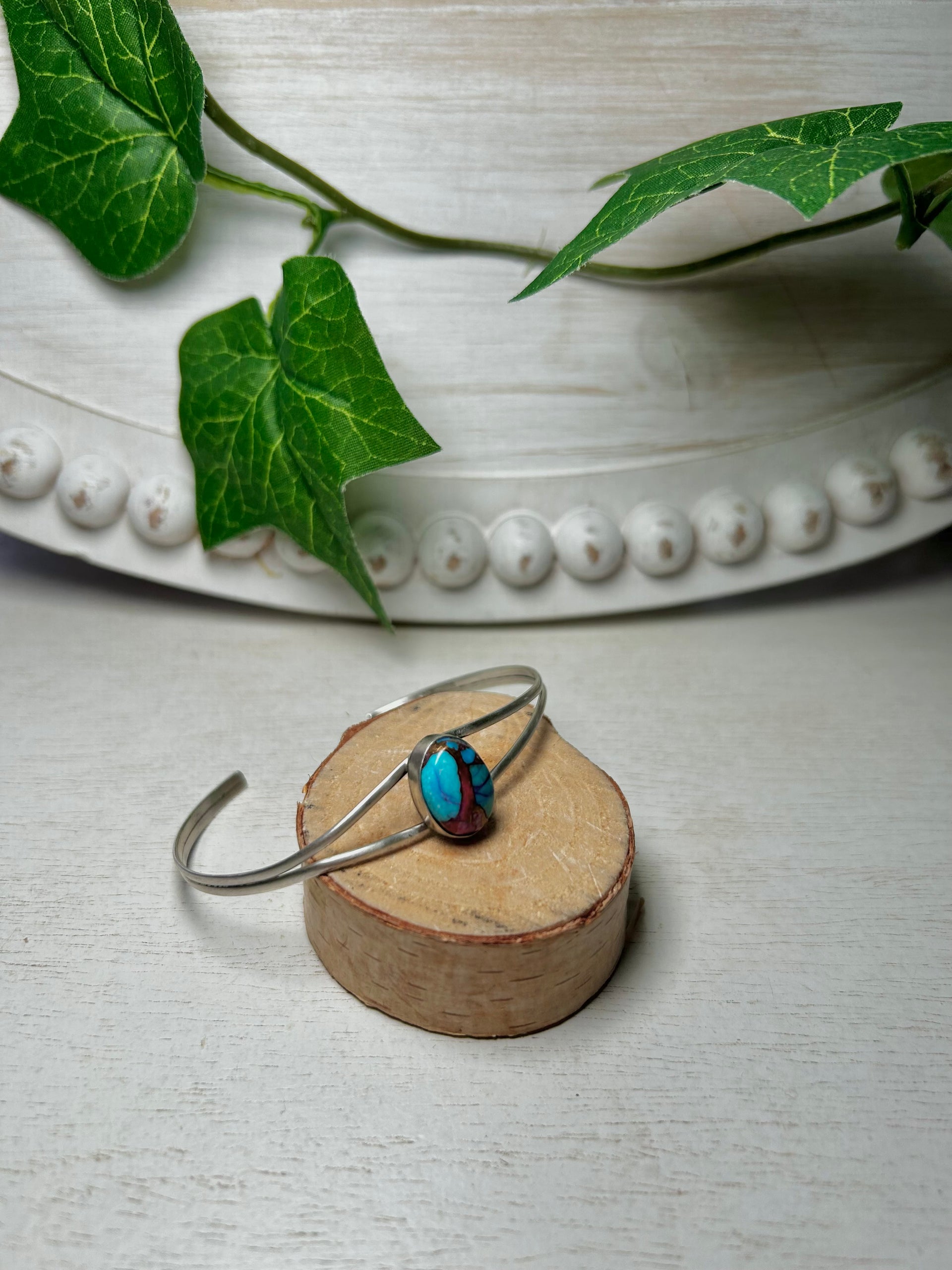 Navajo Made  Mohave Turquoise & Sterling Silver Cuff Bracelet