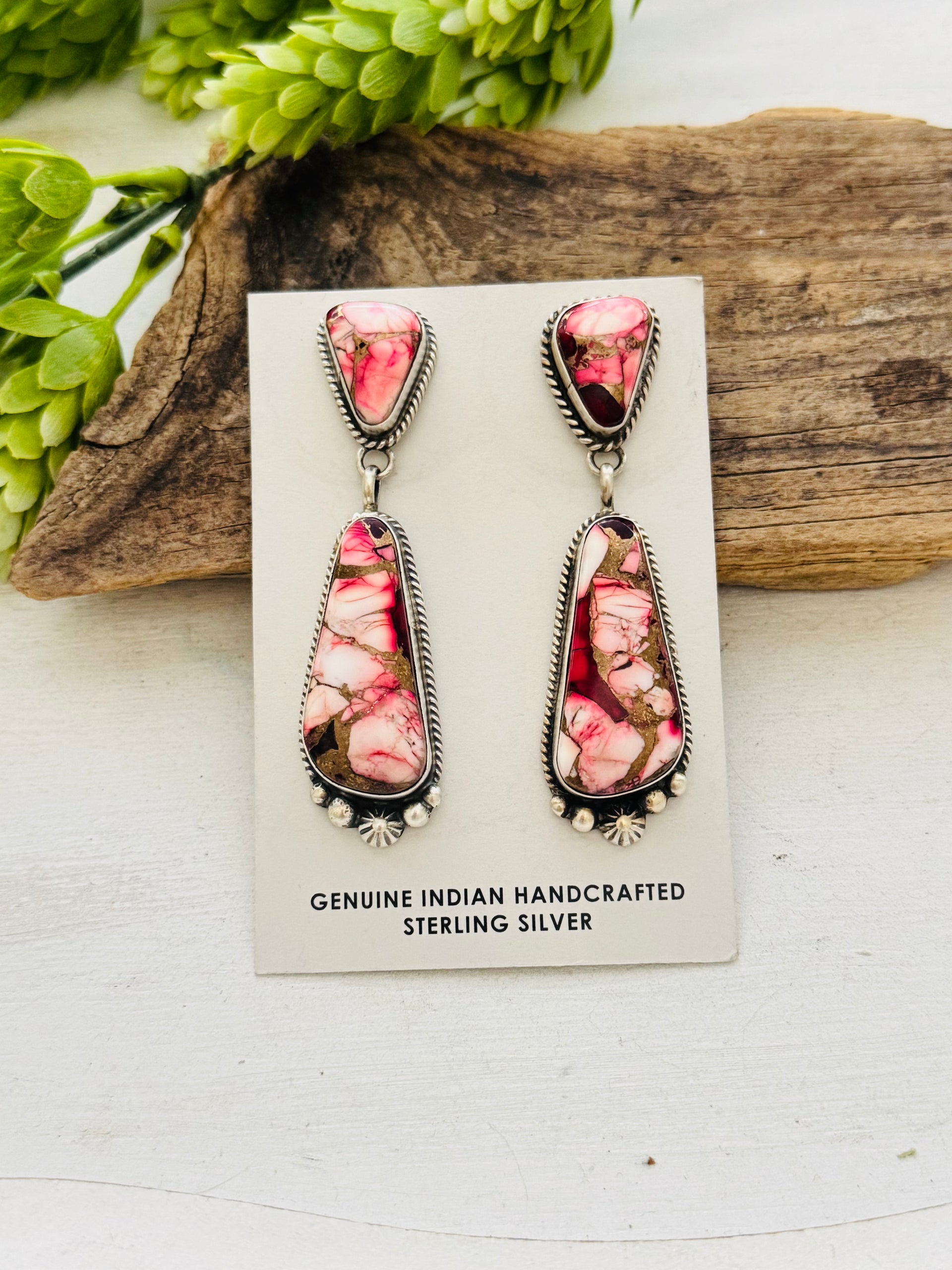 Elouise Kee Dahlia Rose & Sterling Silver Post Dangle Earrings