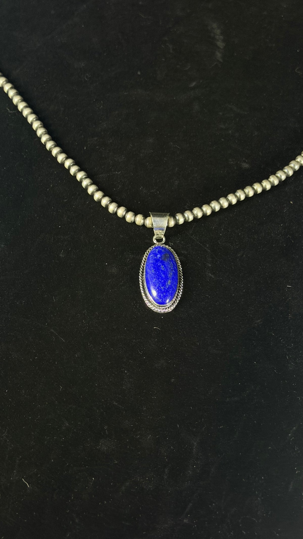 Navajo Made Lapis & Sterling Silver Pendant